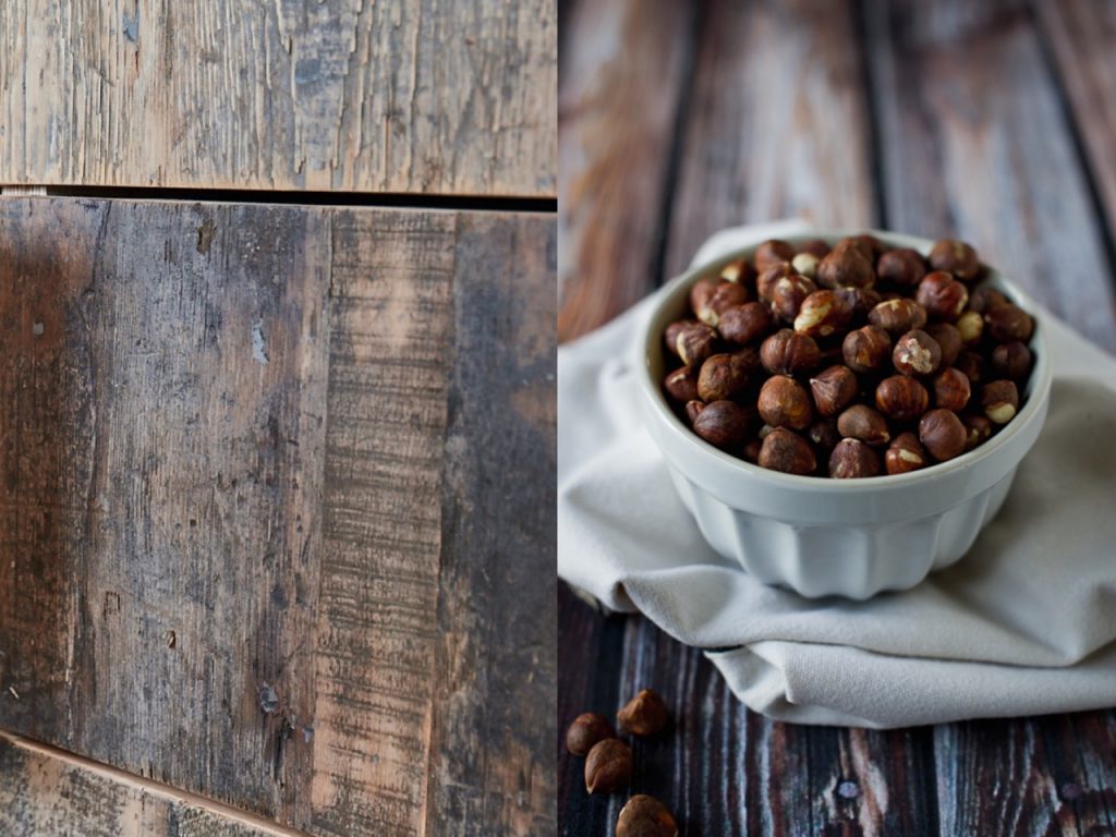 Reclaimed drawer front next to bowl of nuts