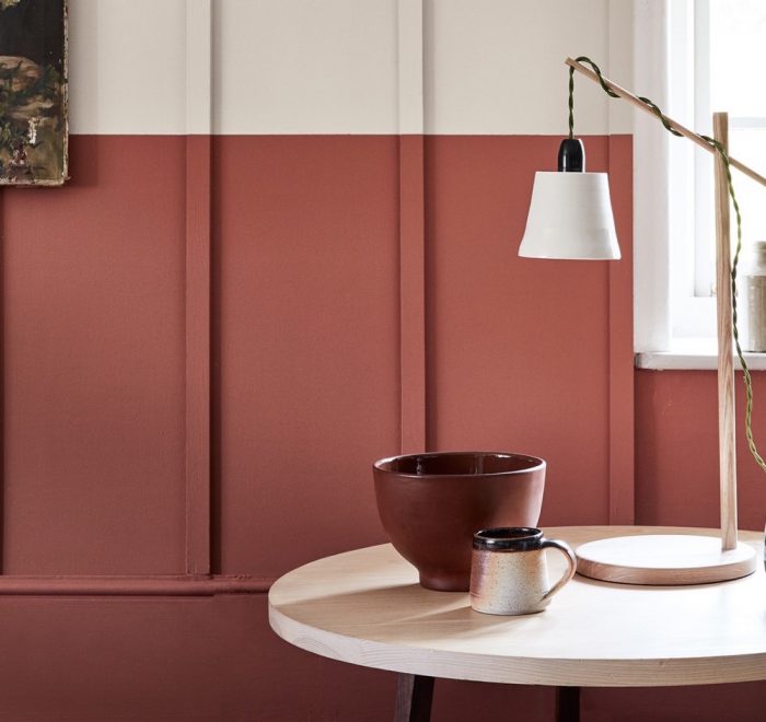 Little Greene Red painted wall panels