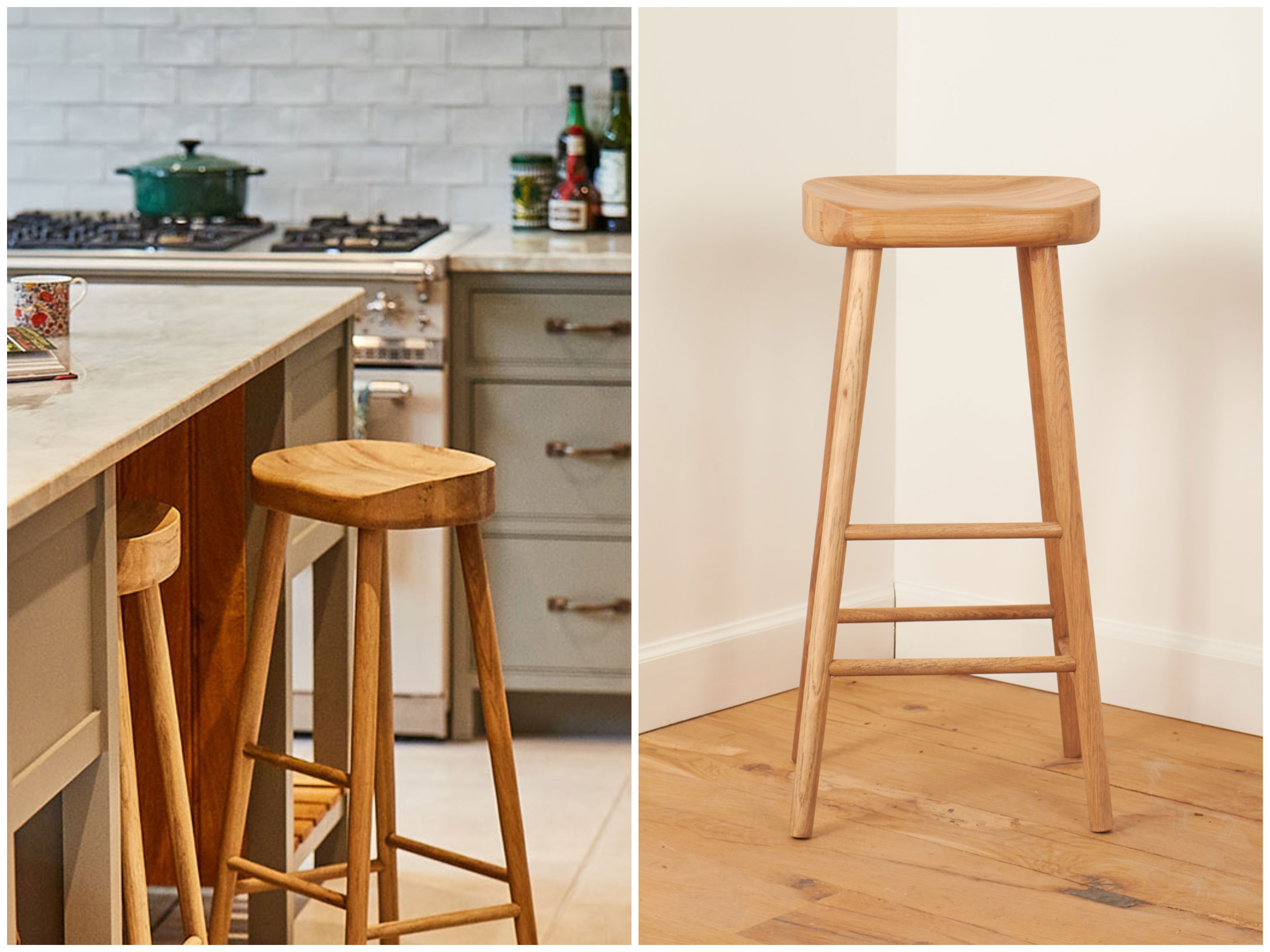 Farmhouse oak bar stool