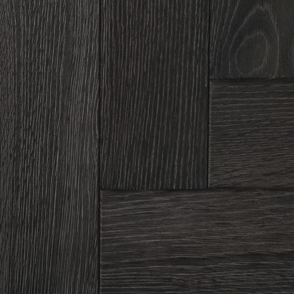 Dark black parquet flooring