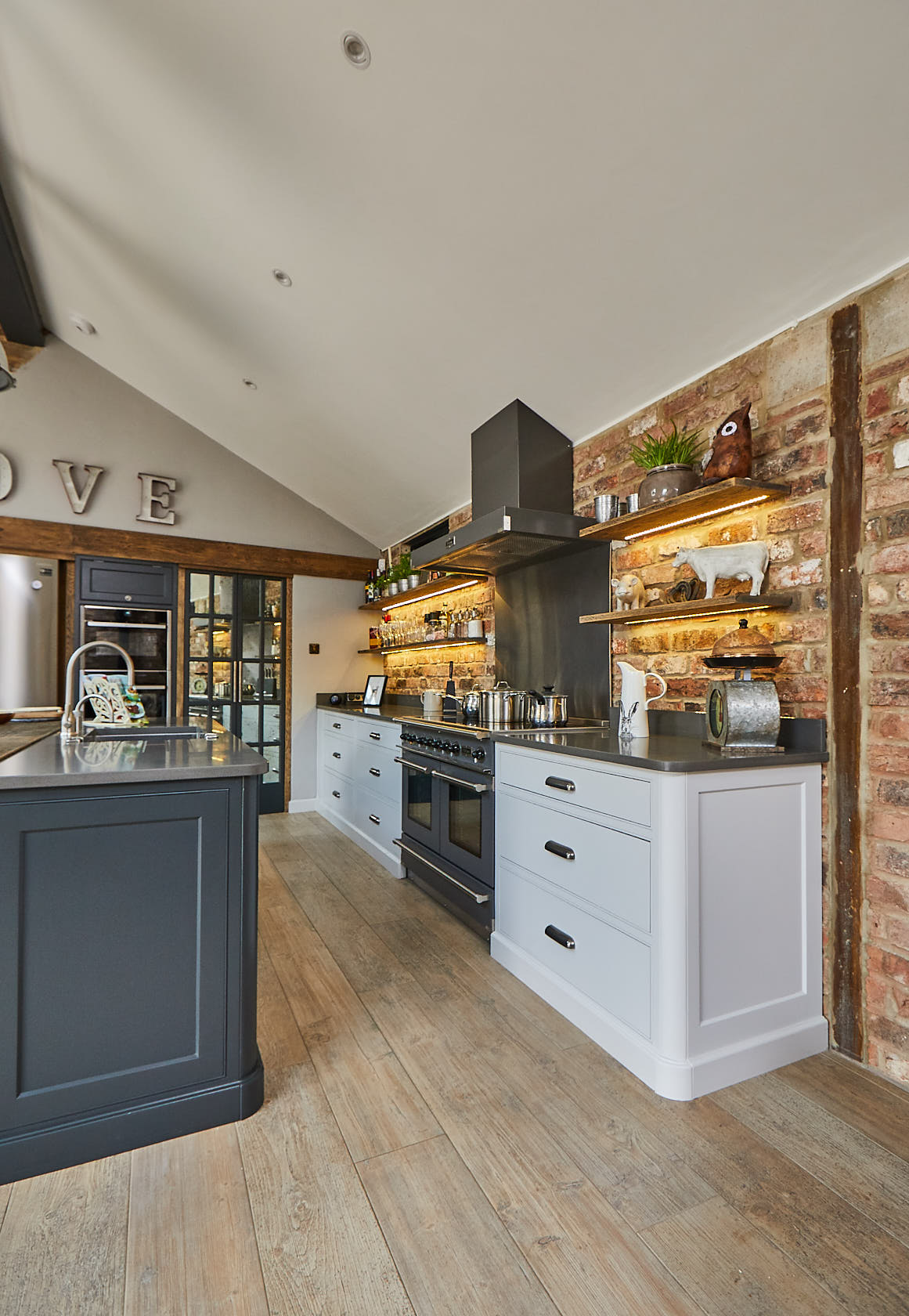 Grey range cooker with cream Little Grey grey painted cabinets