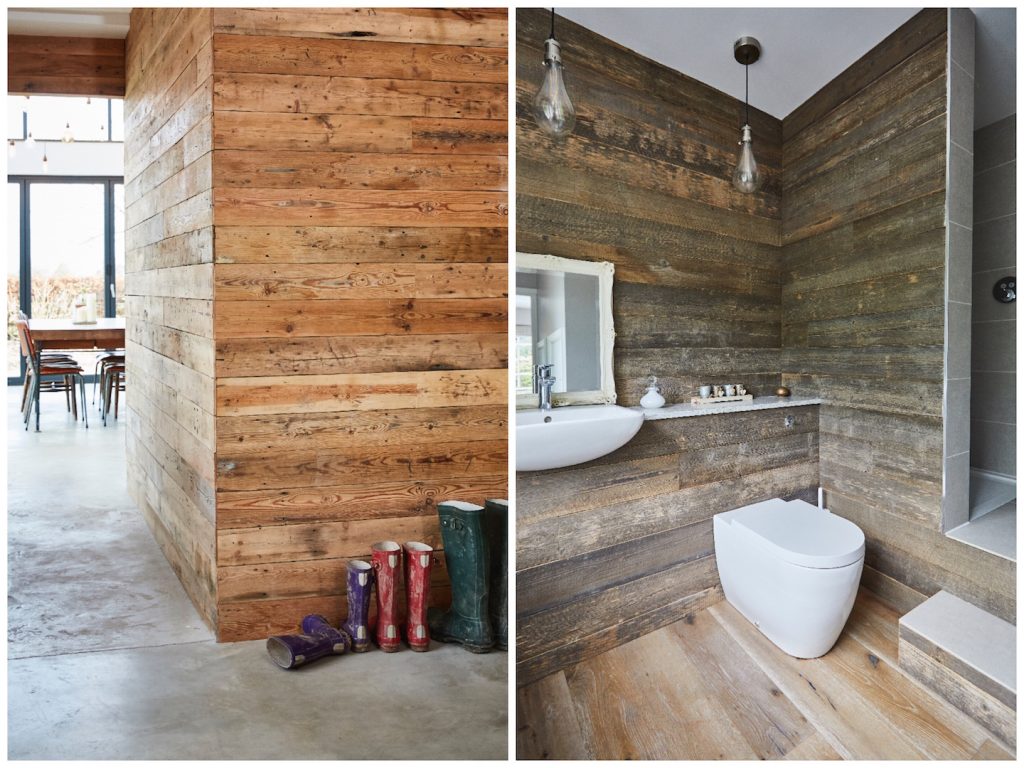 Reclaimed cladding in bathroom