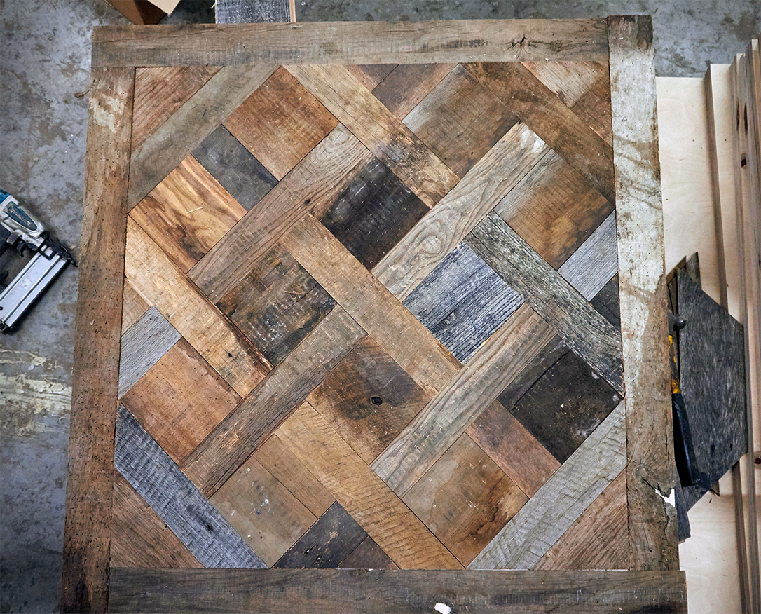 Versailles parquet panel in our workshop