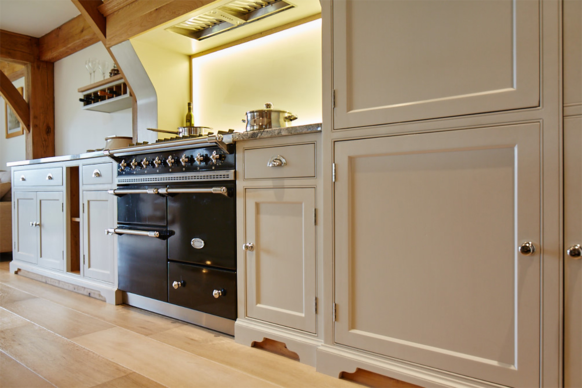 Black Macon Lachance set in-between cream bespoke kitchen cabinets