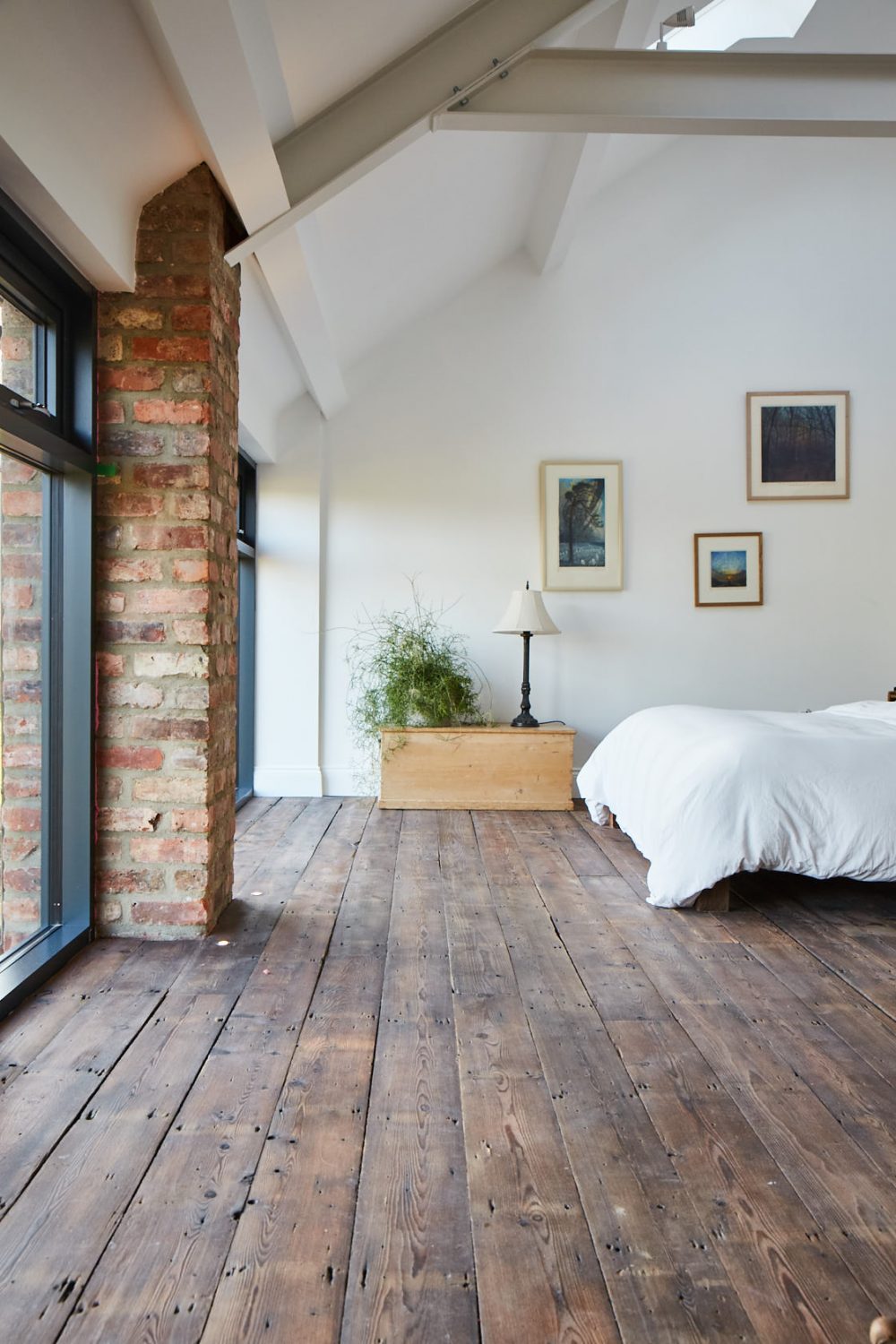 Solid reclaimed pine floor boards