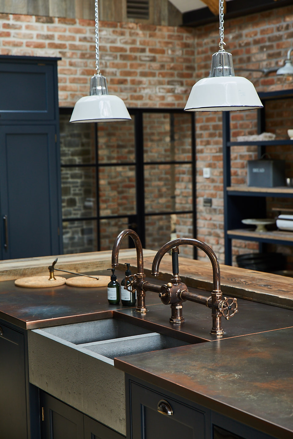 Cornwall aged-copper worktop and Waterworks tap