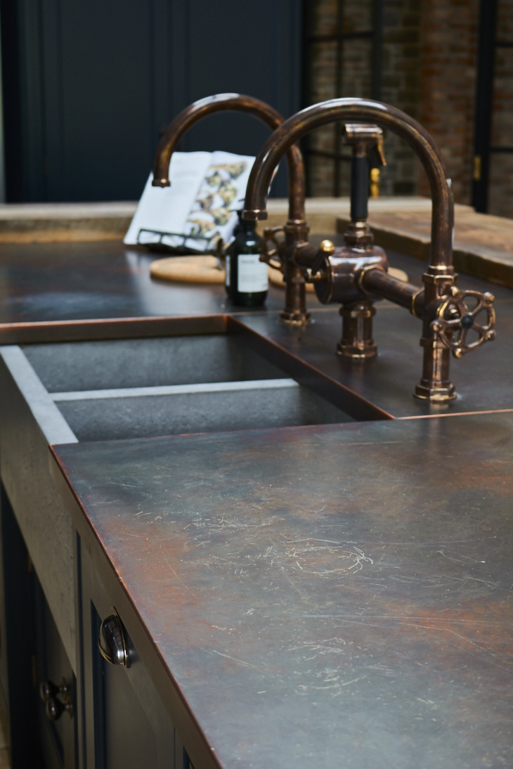 Cornwall aged-copper worktop