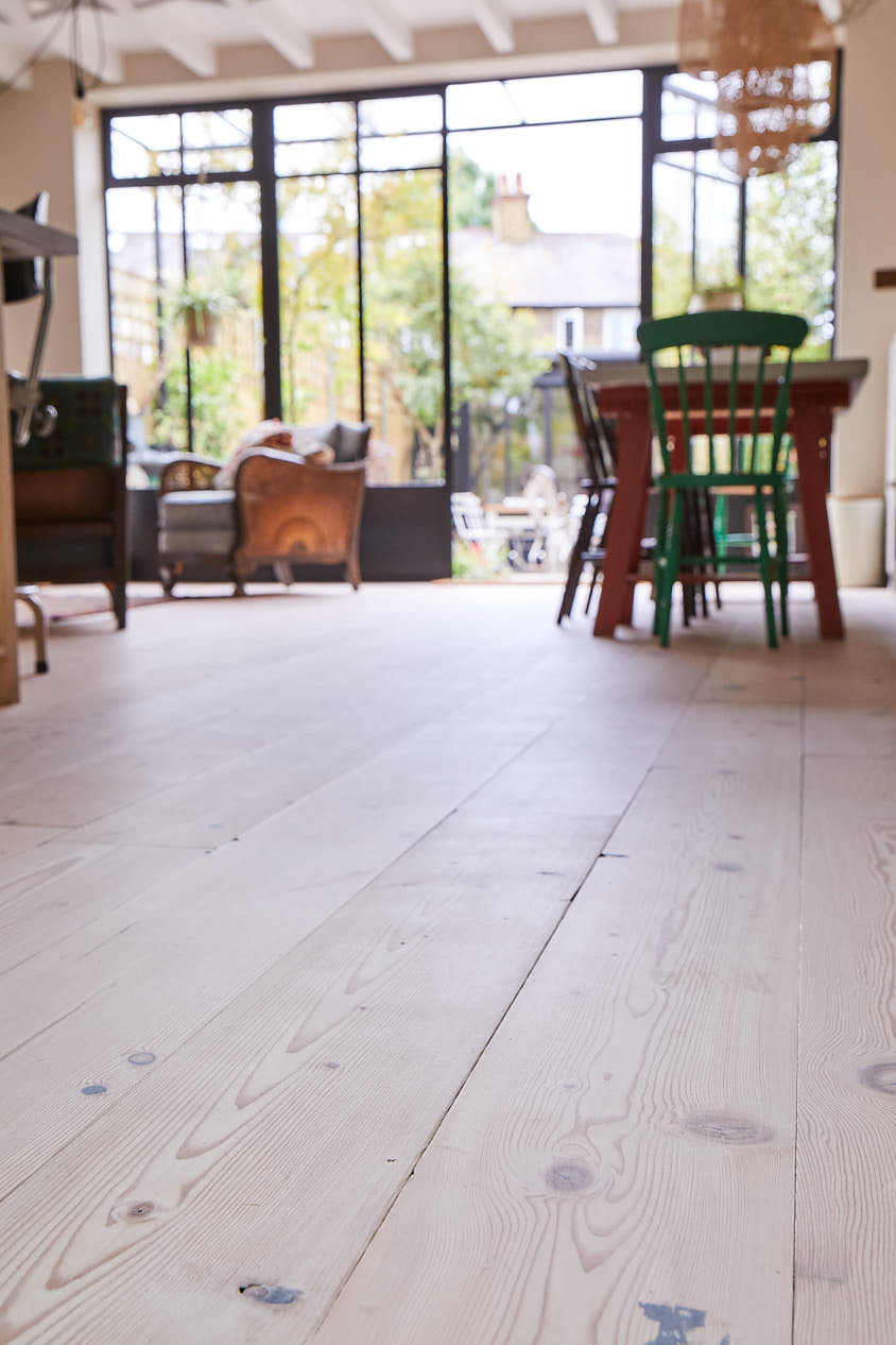 Washed douglas fir pine floorboards