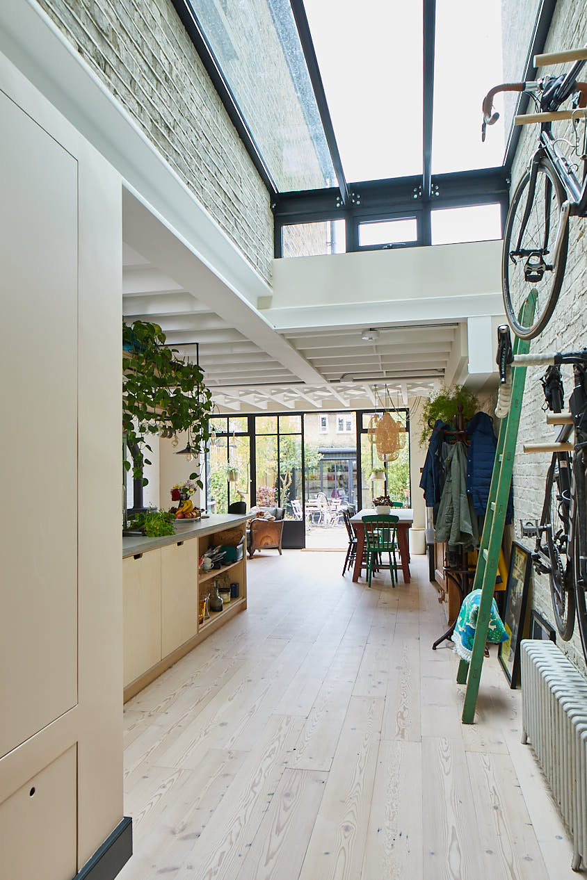 Birch plywood kitchen with velux ceiling