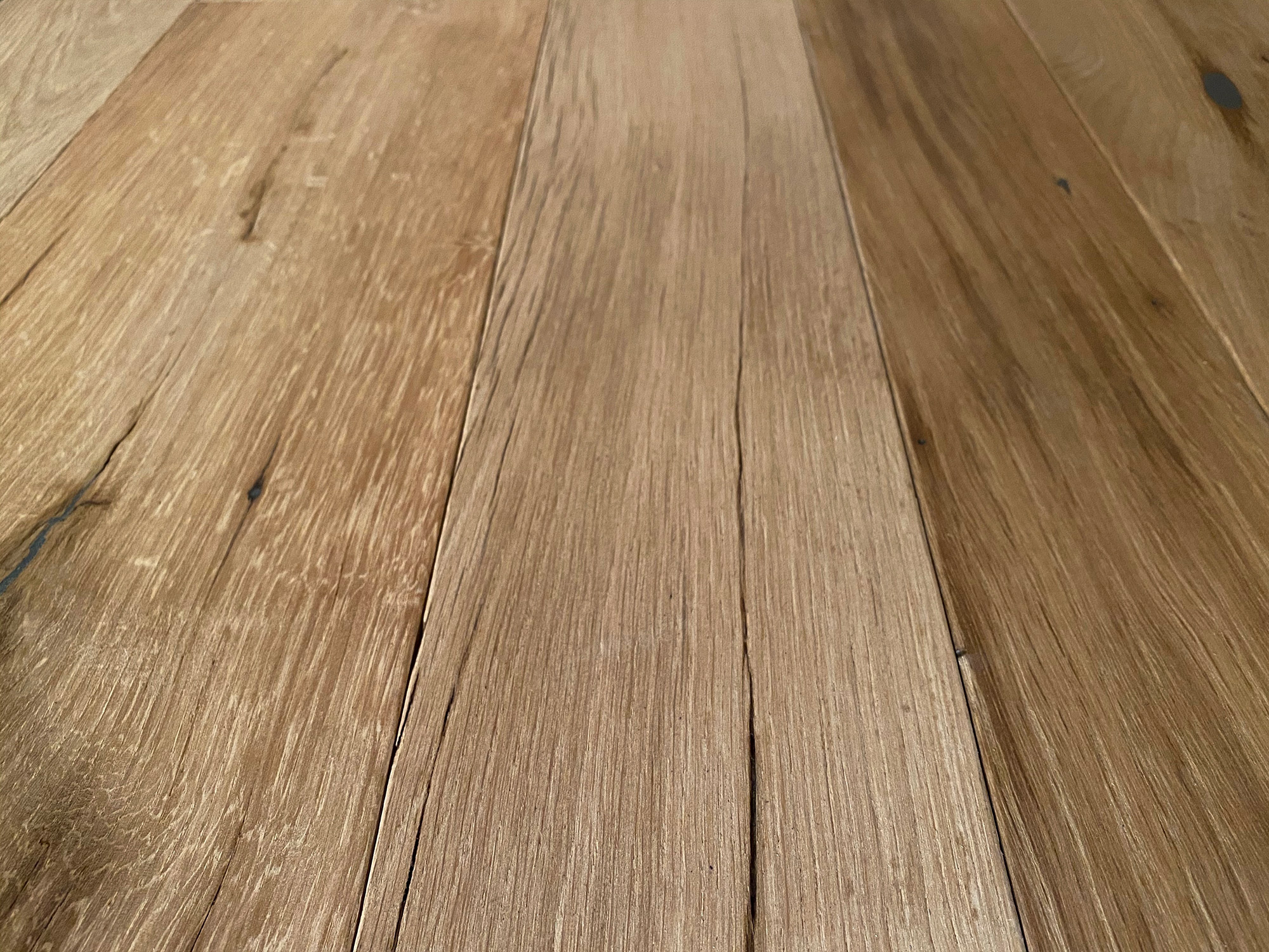 Oak in raw finish used for floor planks