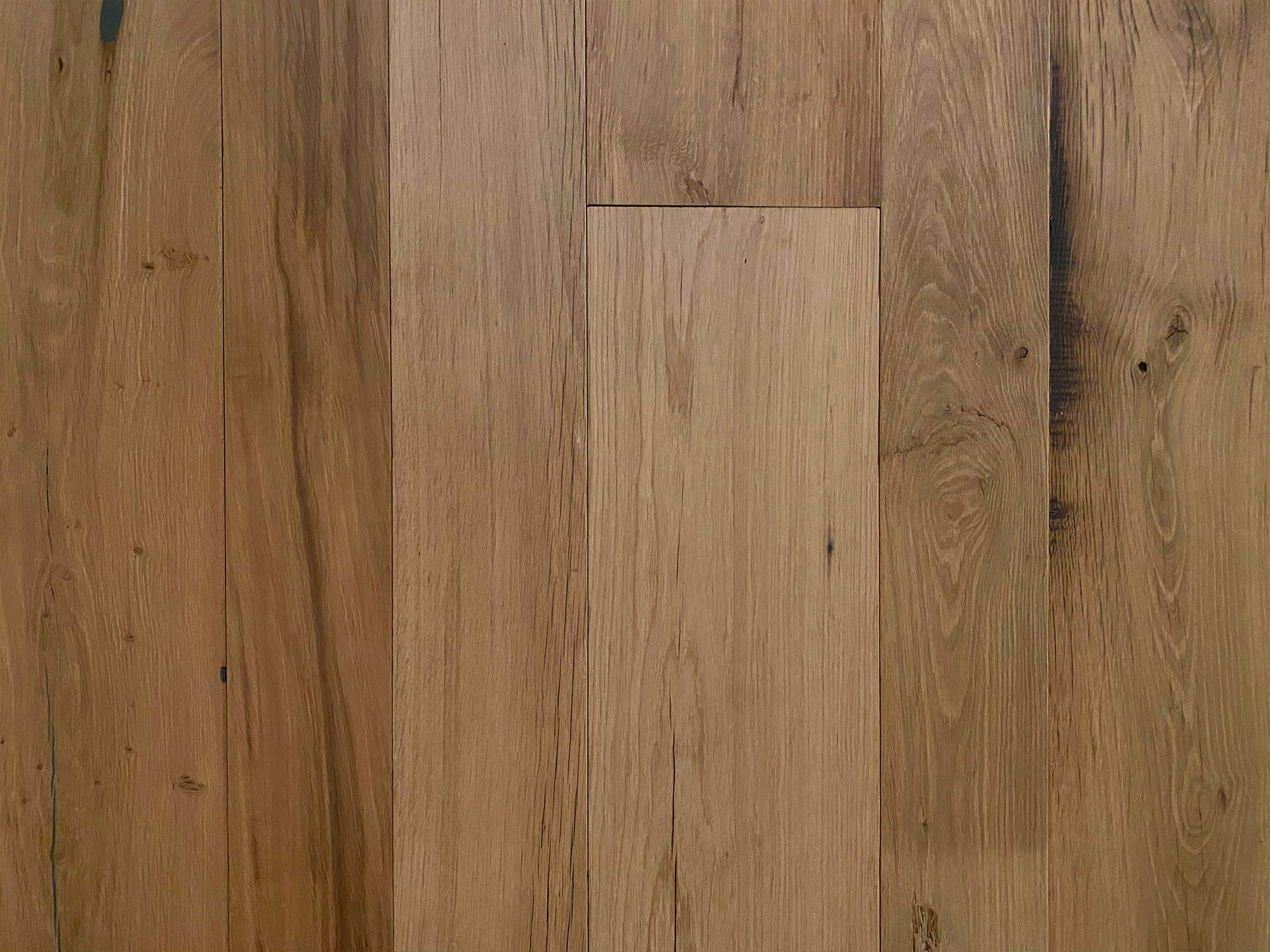 Reclaimed flooring in clean oak finish