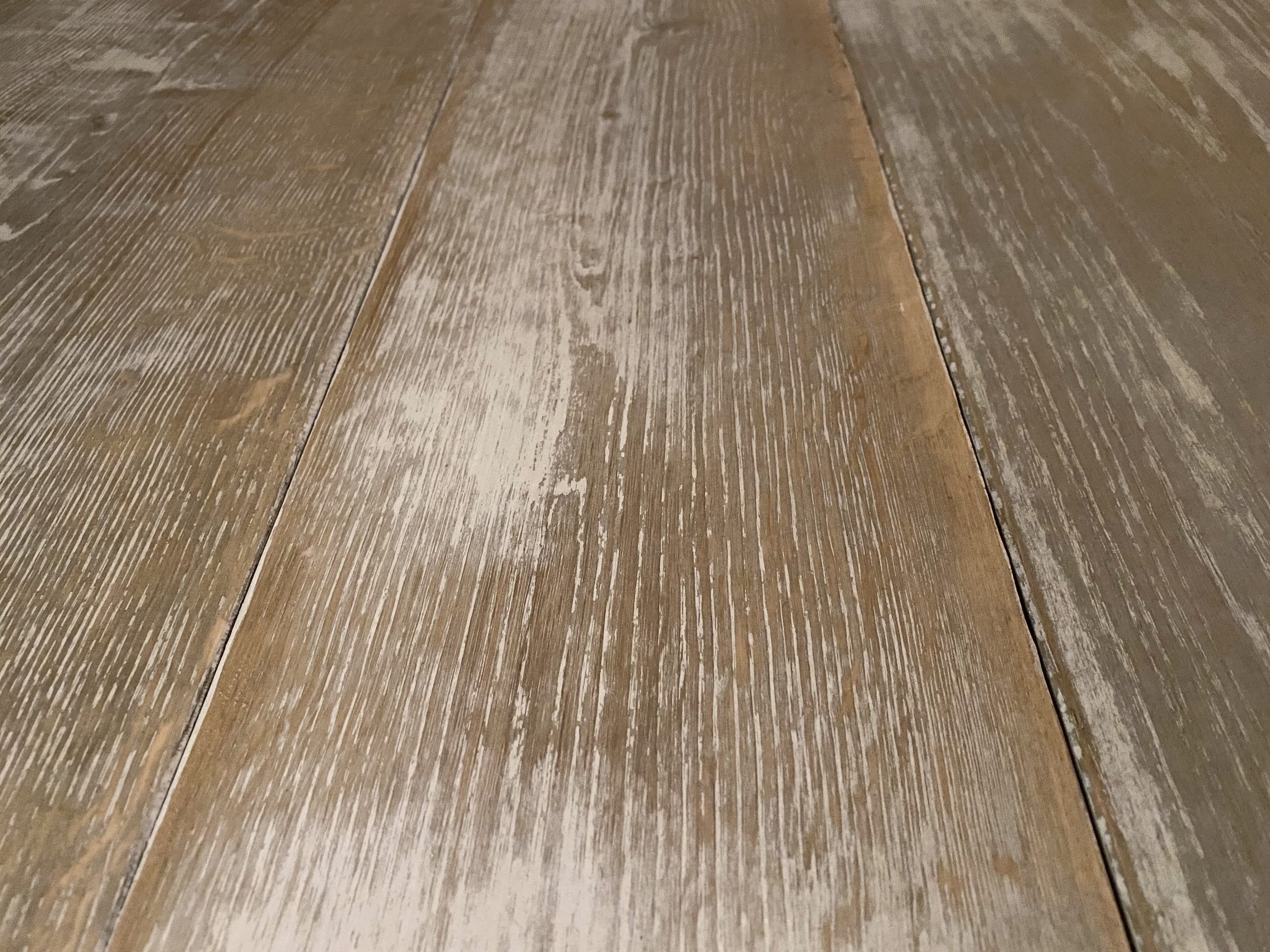 Plank of oak with crackled white paint