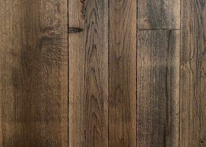 Reclaimed wood flooring with oak finish