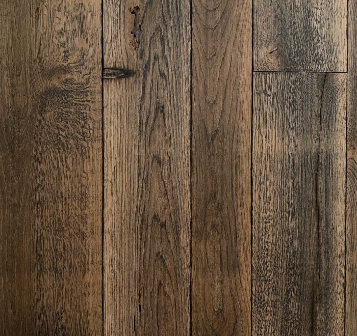 Reclaimed wood flooring with oak finish