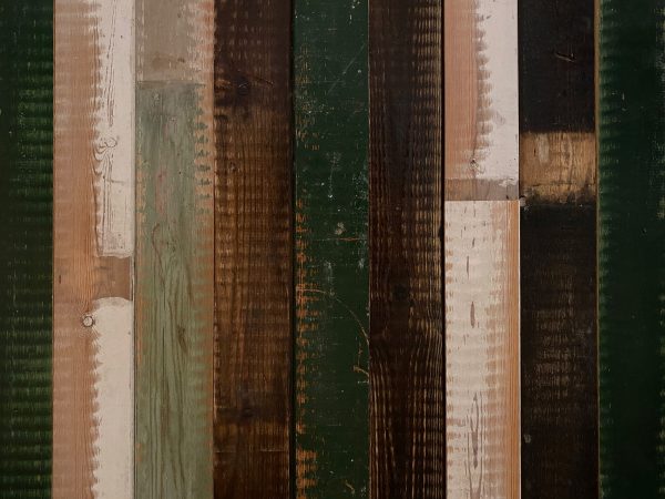 Green, Brown, White and grey reclaimed wall cladding