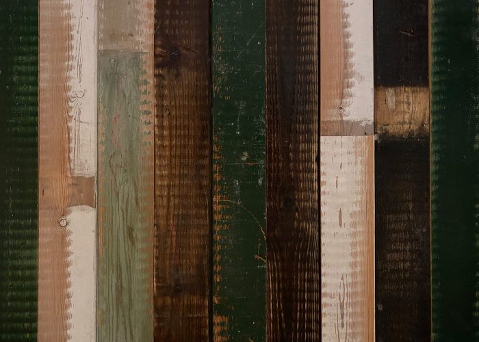 Green, Brown, White and grey reclaimed wall cladding