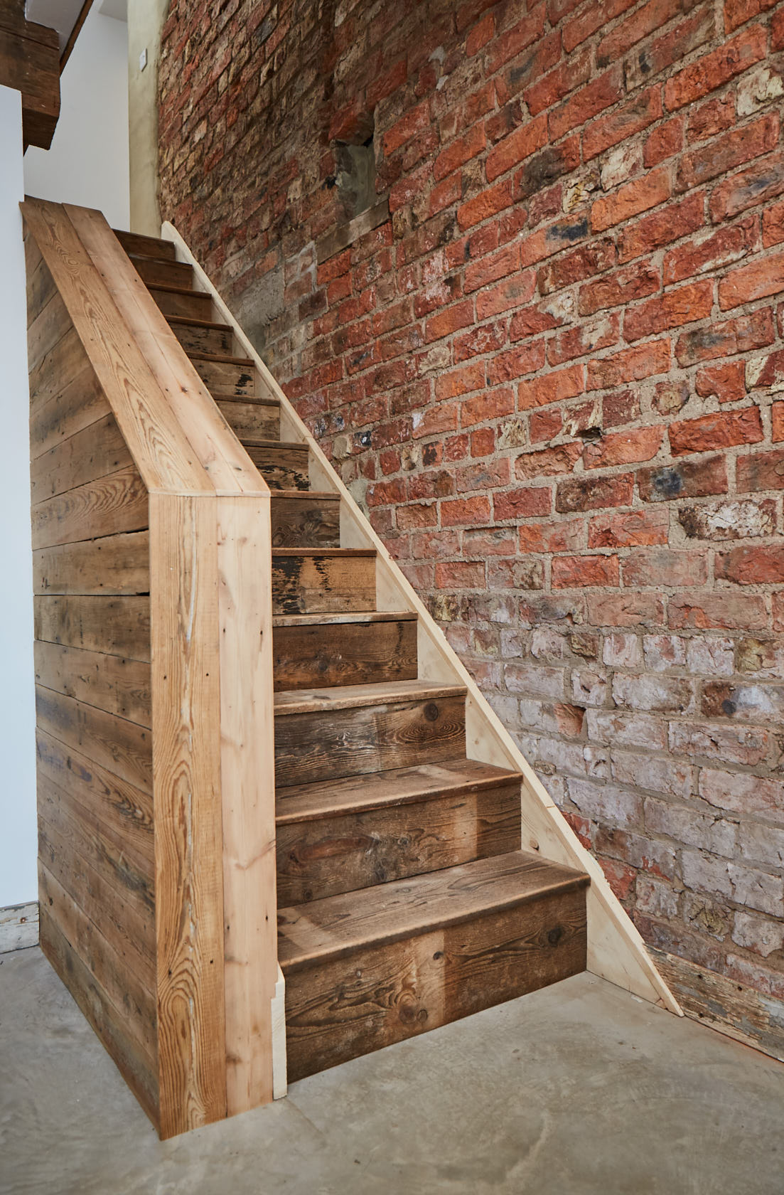 Staircase made from reclaimed wood