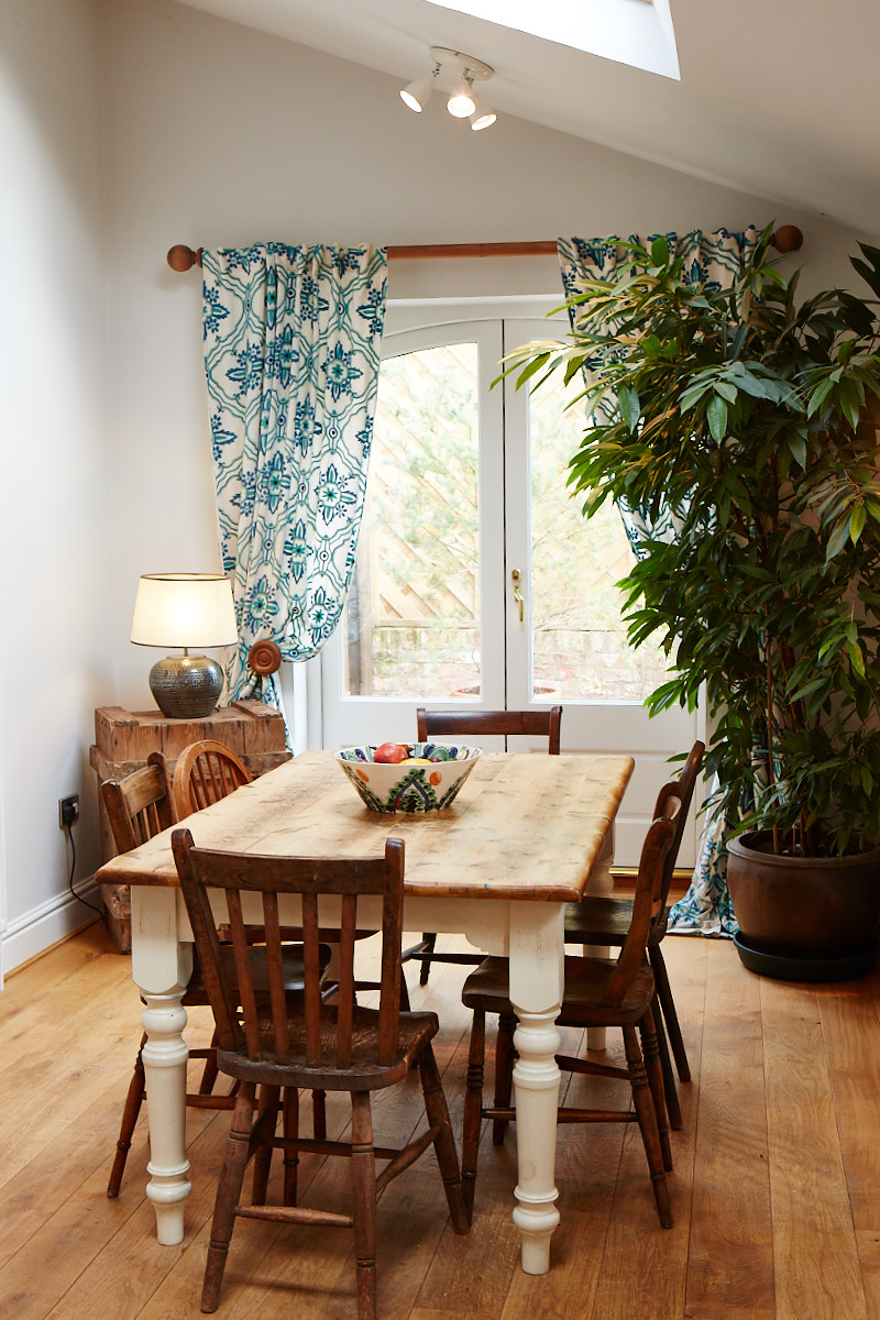 Cream farmhouse table with turned legs