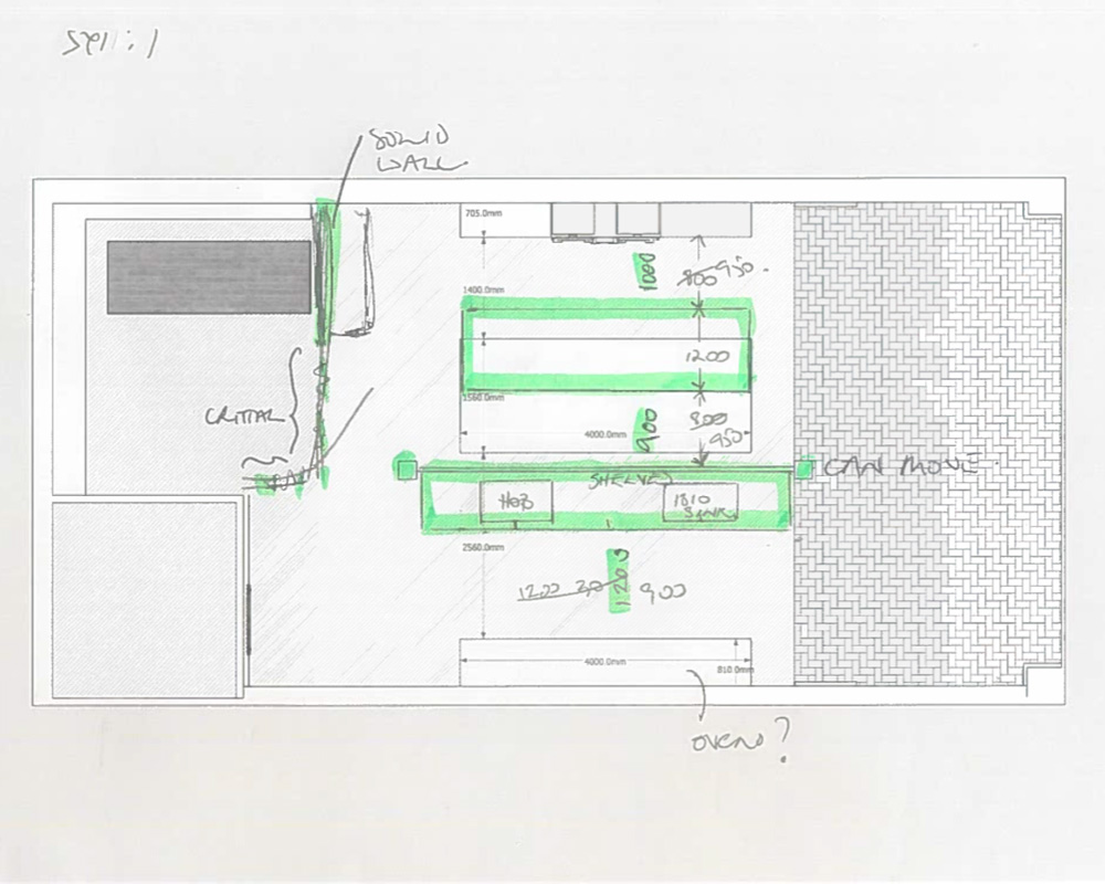 Sketches of London showroom