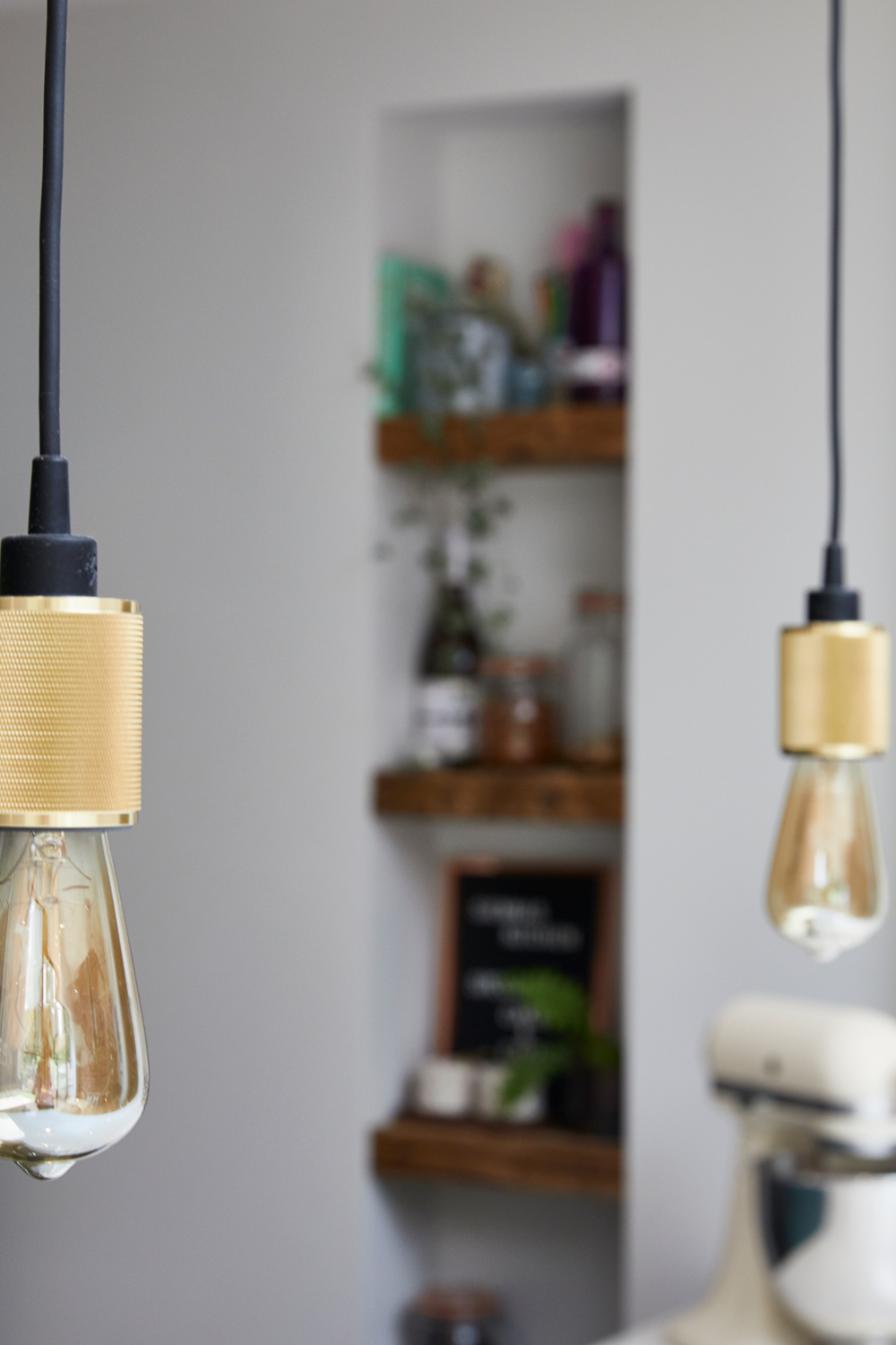 Brass heavy metal pendant lights by Buster and Punch