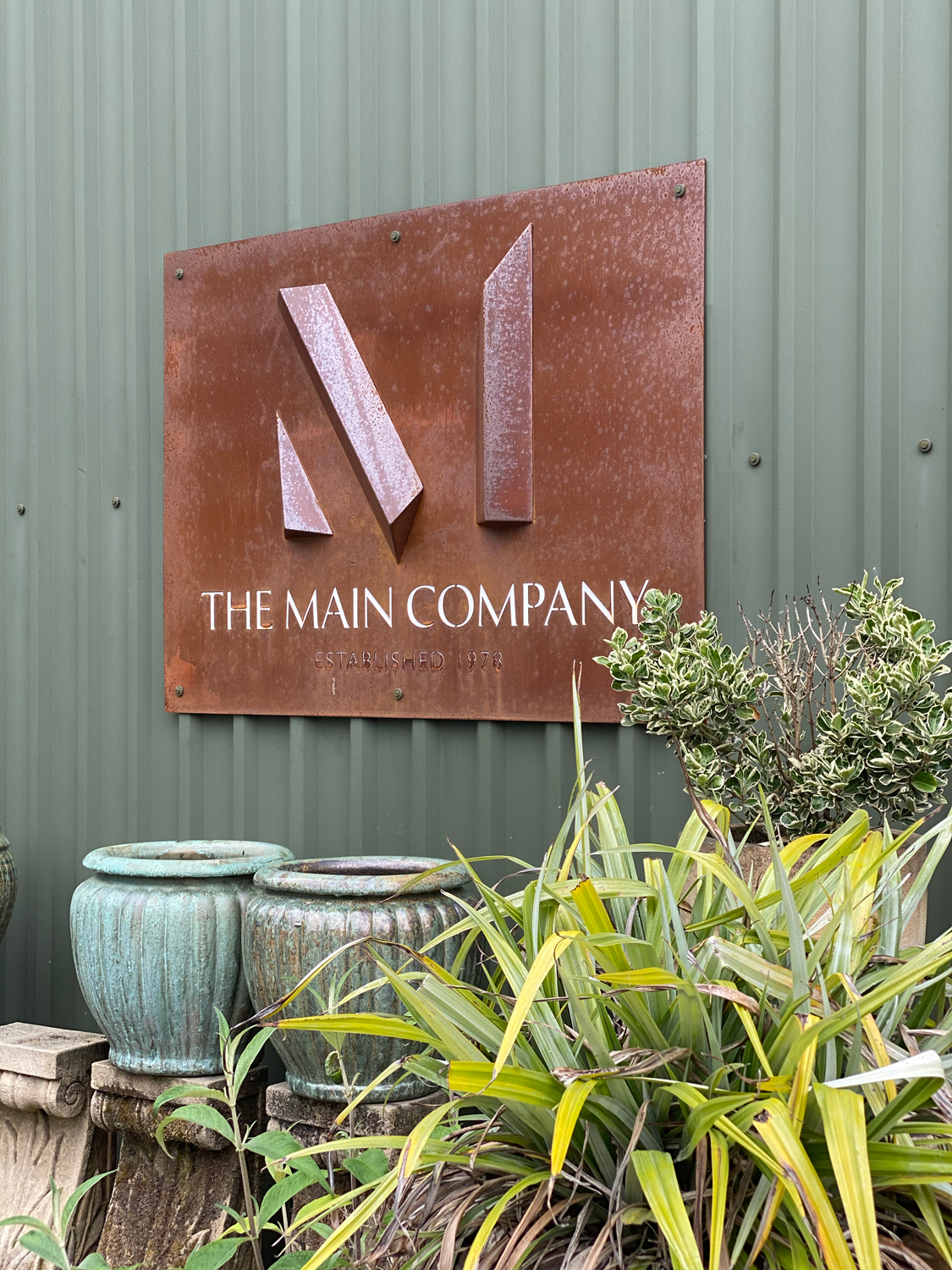 Yorkshire showroom signage made from rusted steel