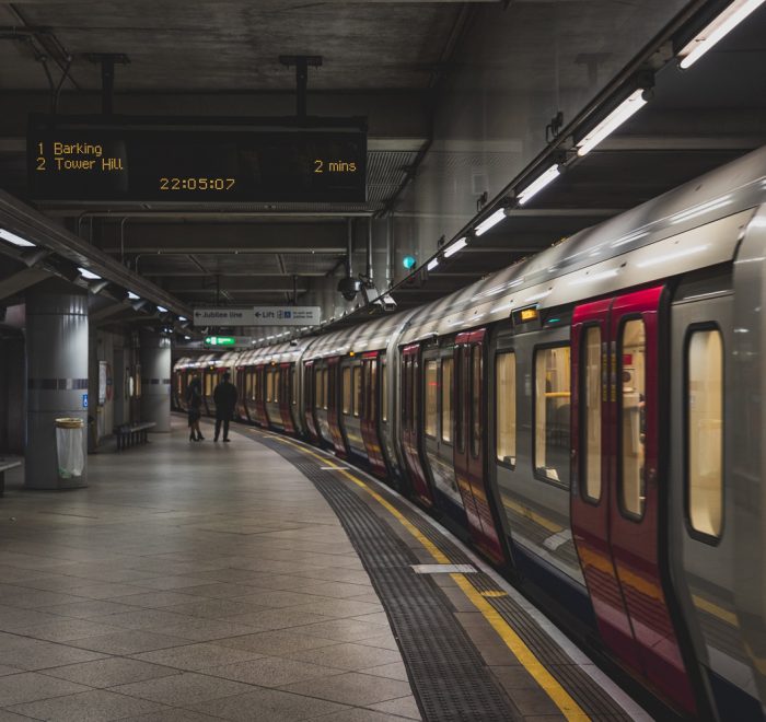 Train stationary in the London underground