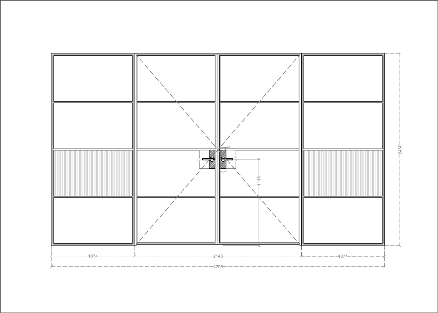 Technical drawing of bespoke steel doors