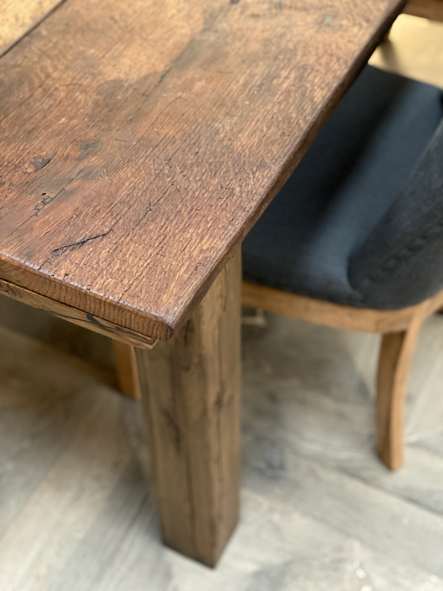 Solid reclaimed oak dining table top