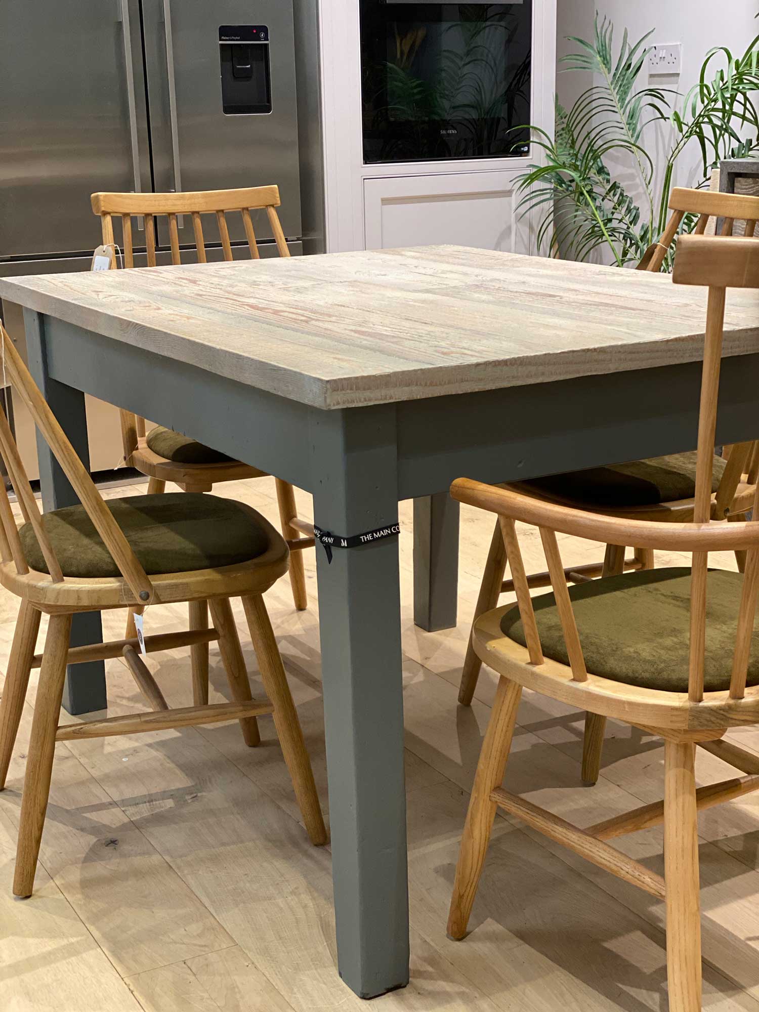 Whitewash table with grey painted legs