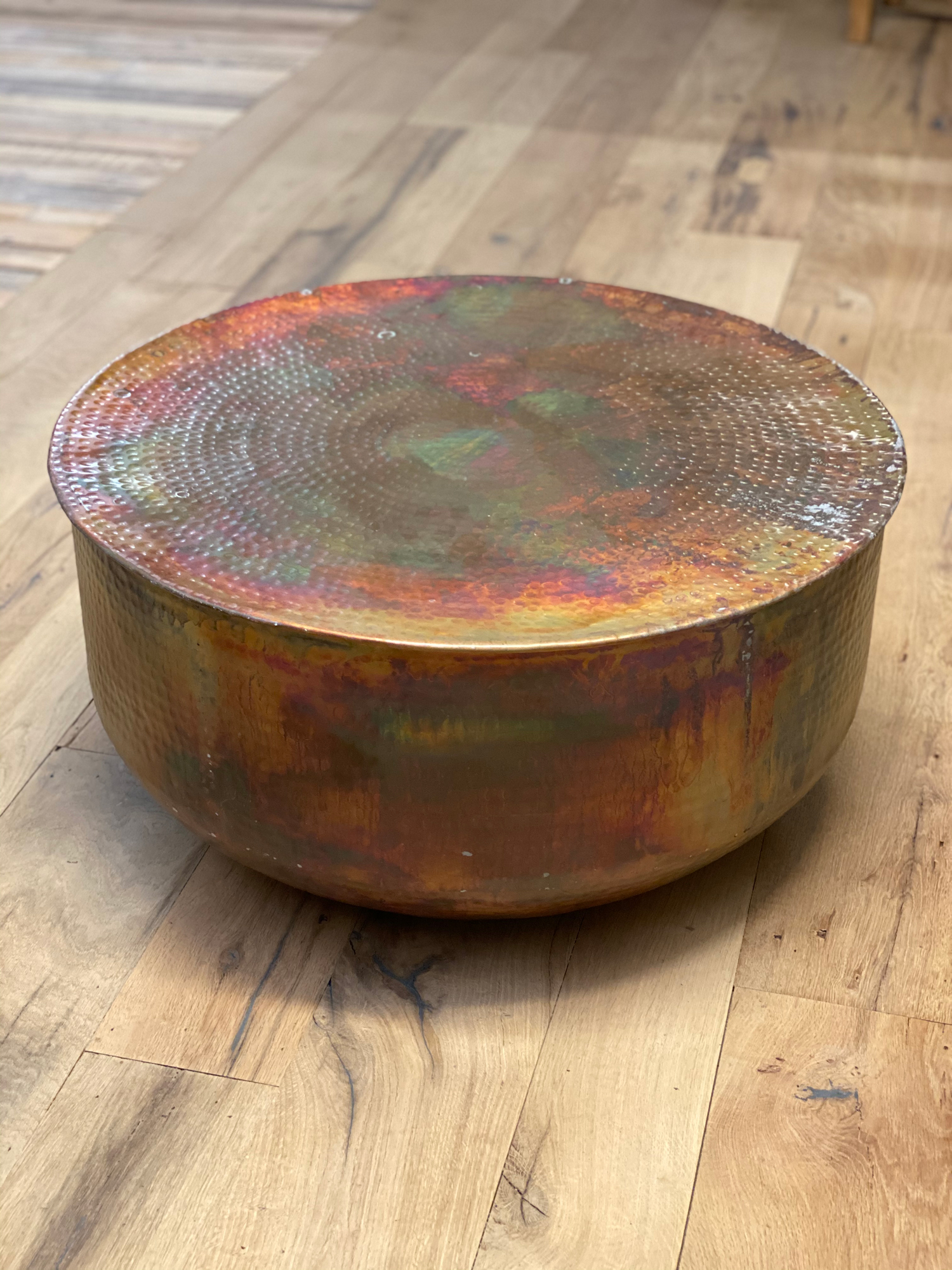 Hammered copper low side table