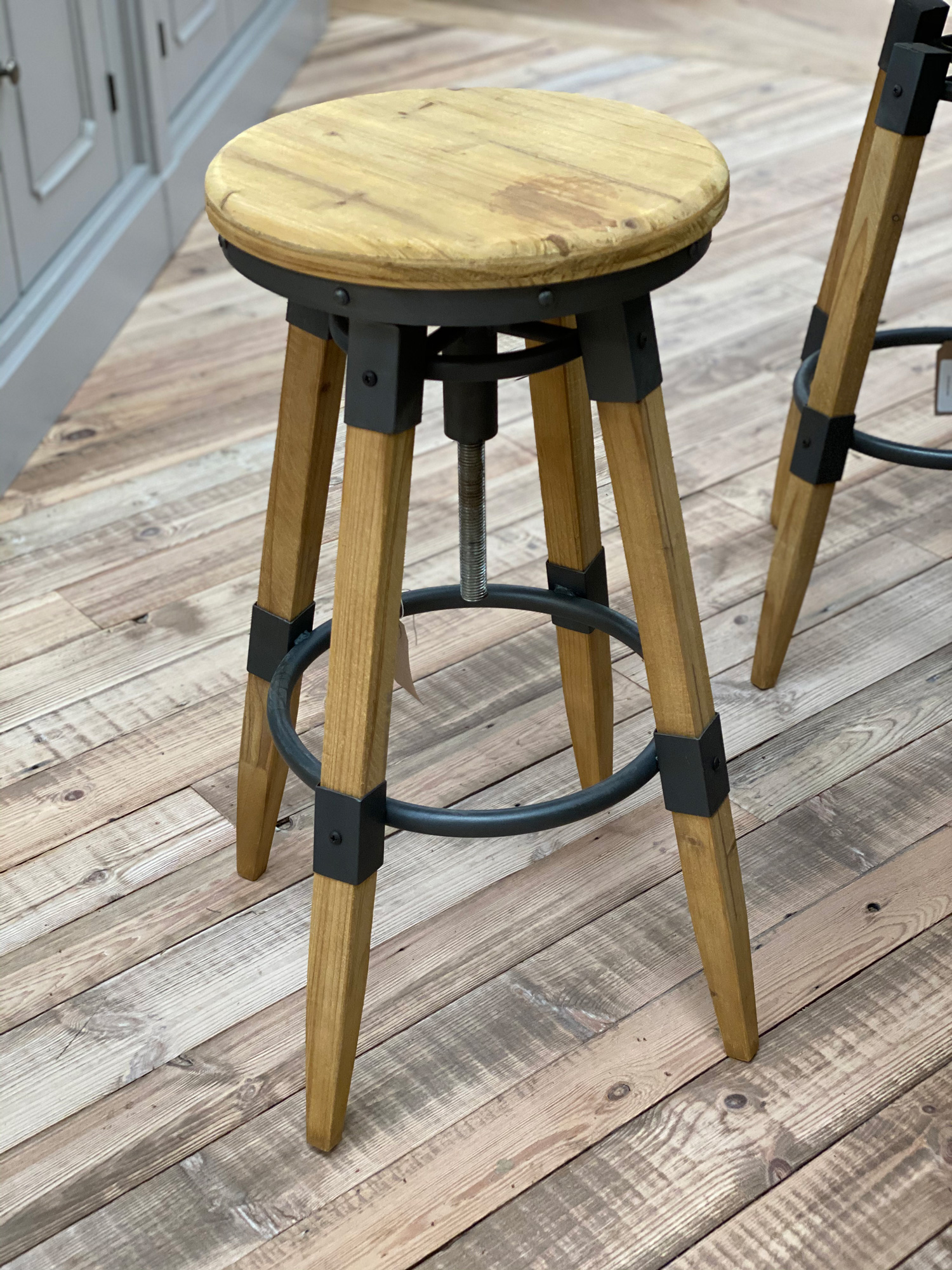 Industrial wood barstool