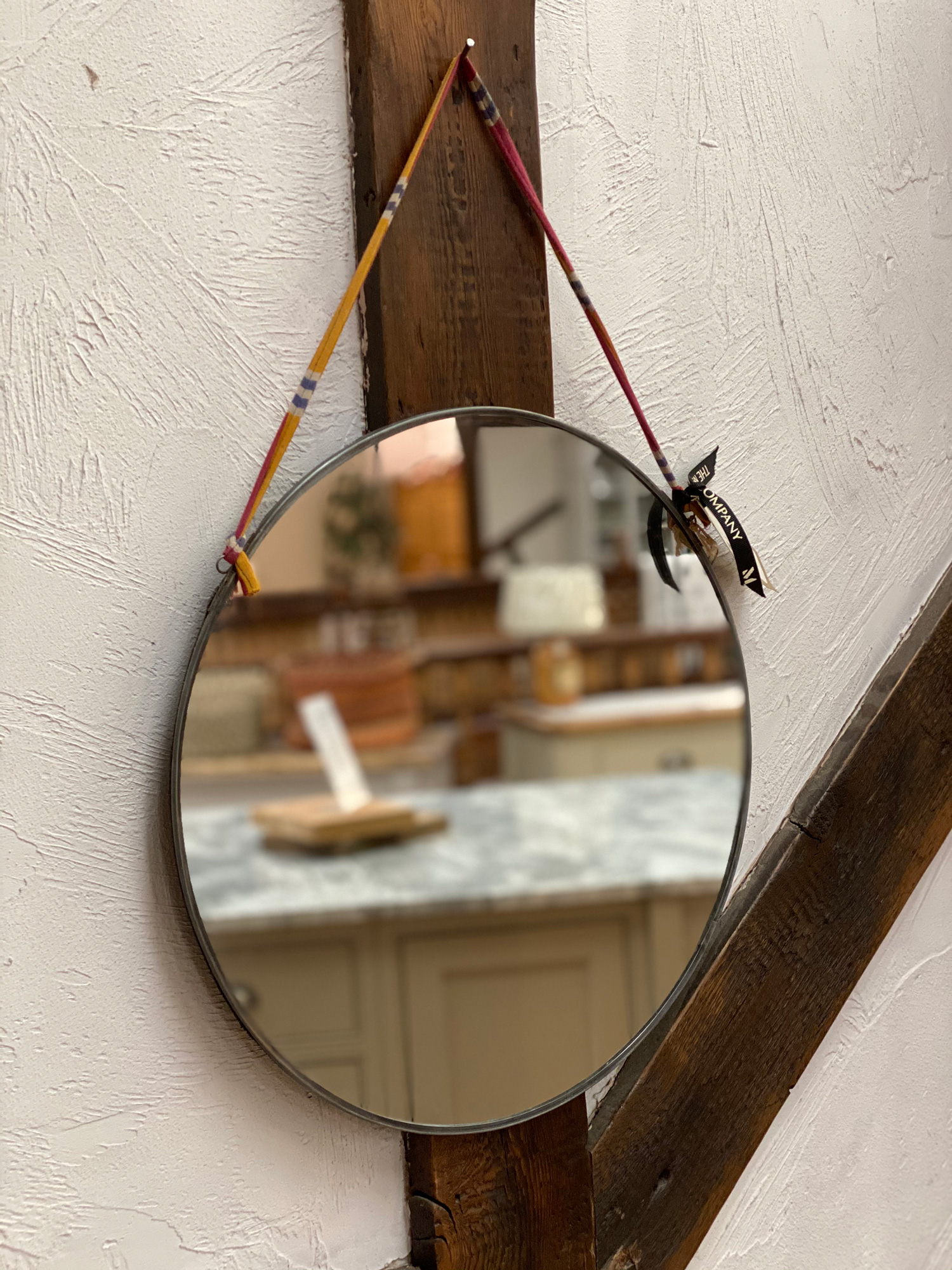 Round Mirror with ribbon hanger