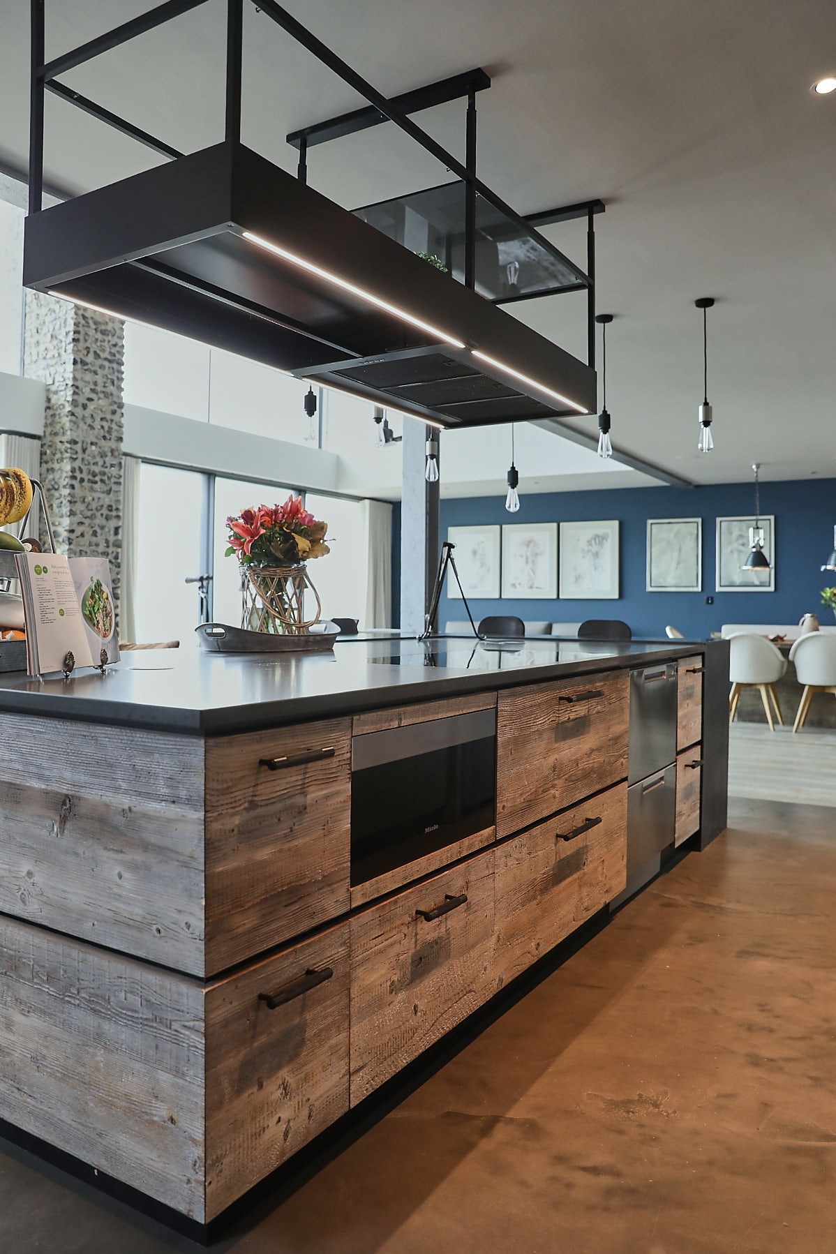 Rustic and reclaimed pine used on kitchen island