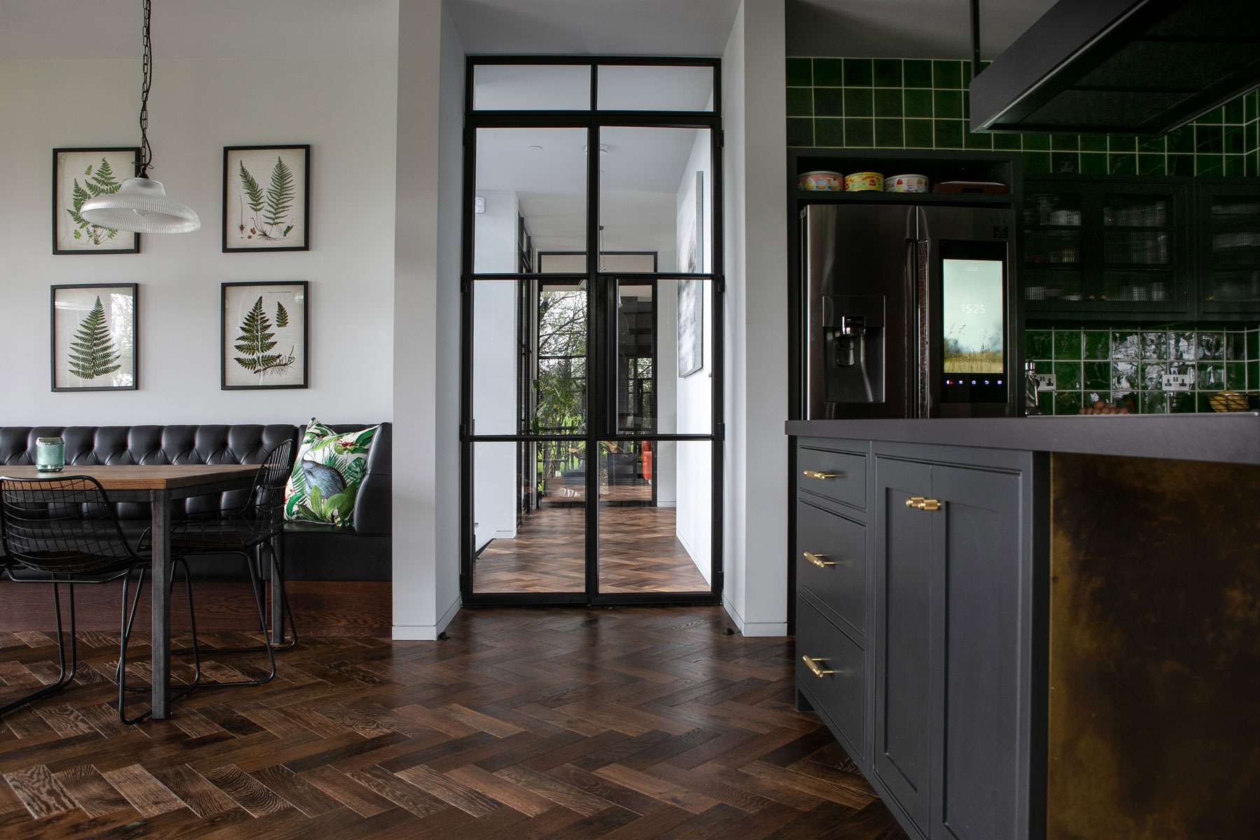 Crittall doors with parquet oak flooring