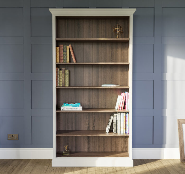 Traditional bookcase painted in Little Greene paint