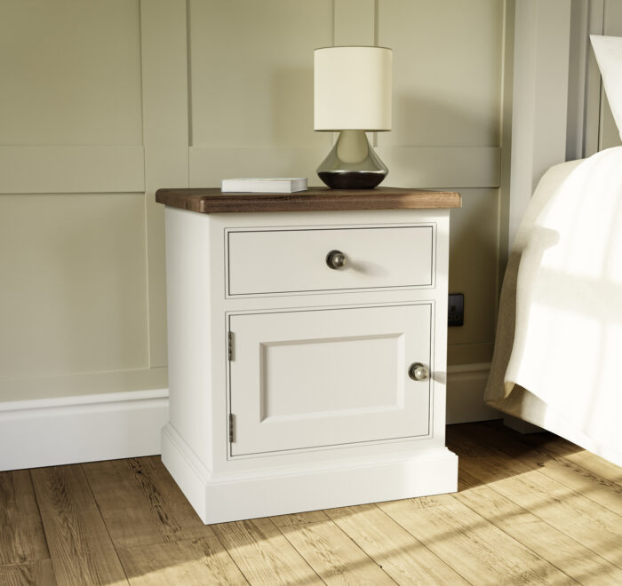 One door and one drawer painted bedside cabinet