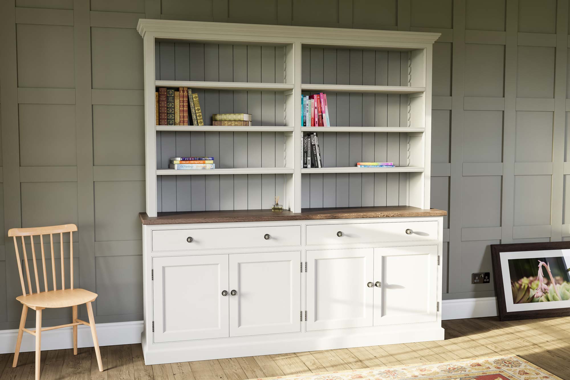 Traditional painted library bookcase