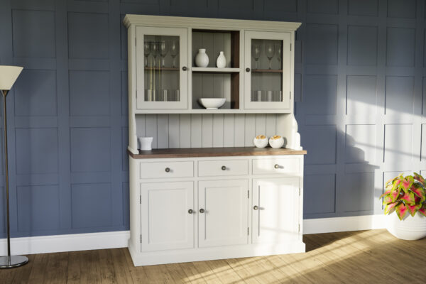 Traditional painted flower dresser with glazed cabinet doors