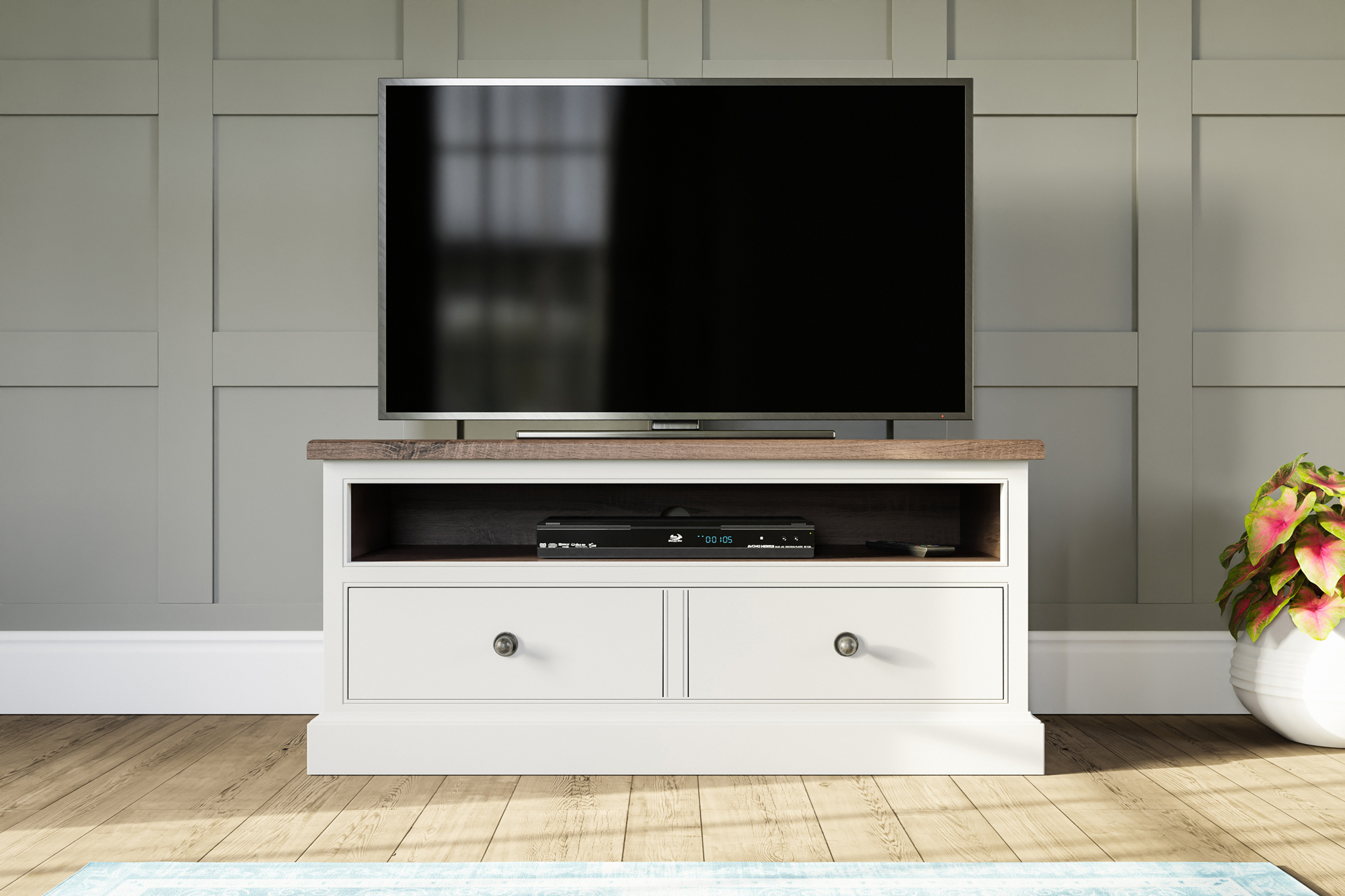 Two drawer painted tv unit