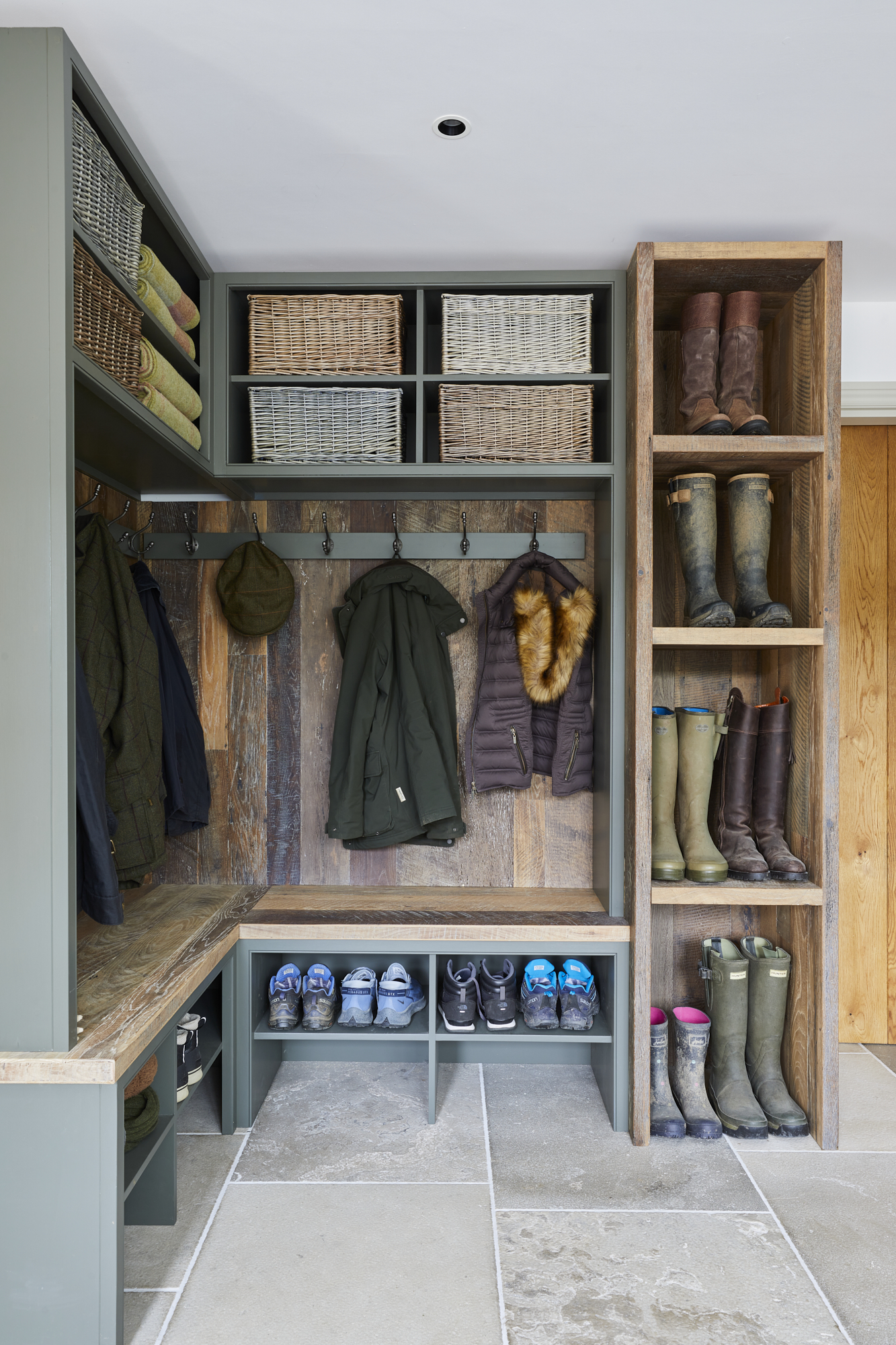 Painted rustic boot cupboard