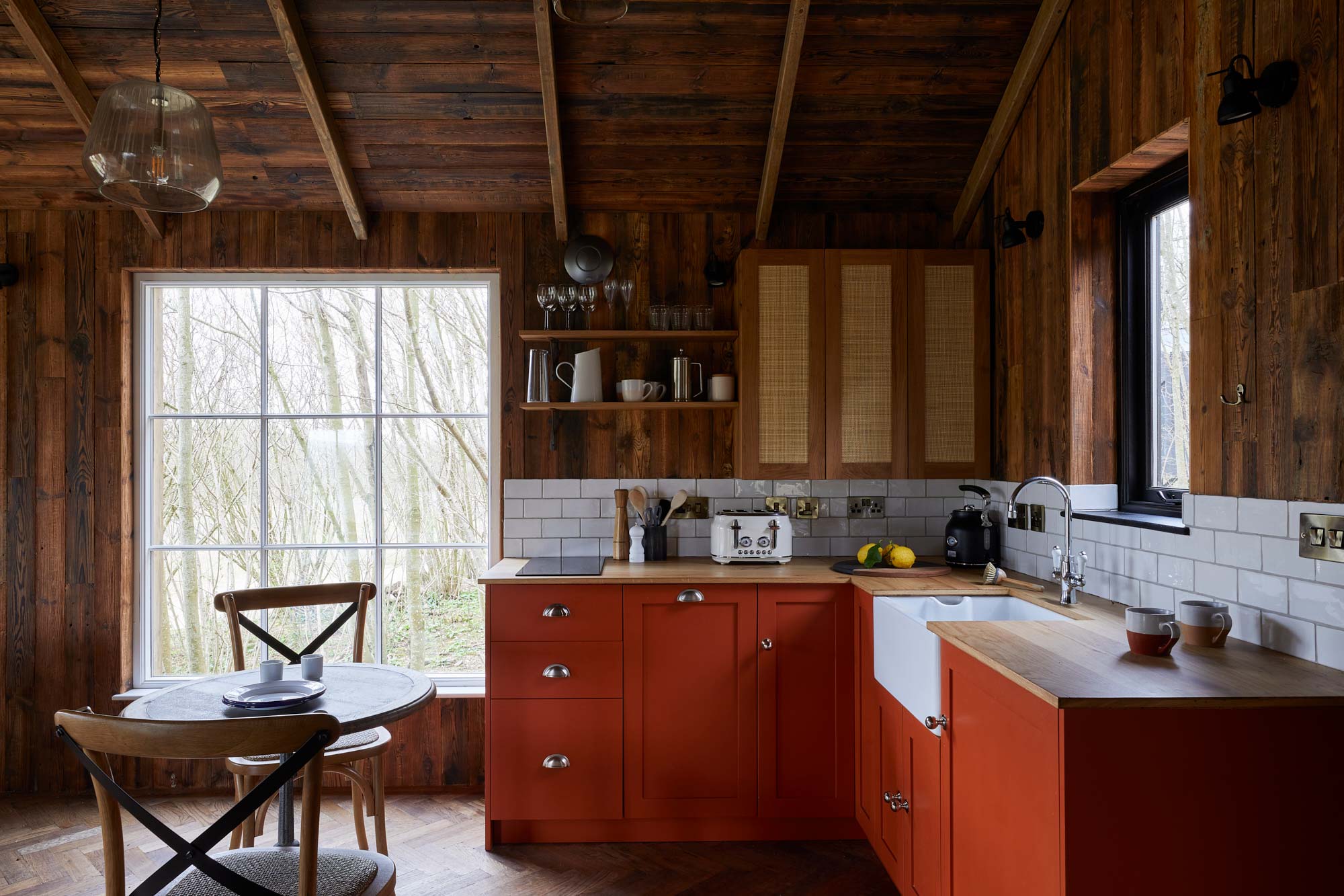 Dark grain pine wall cladding