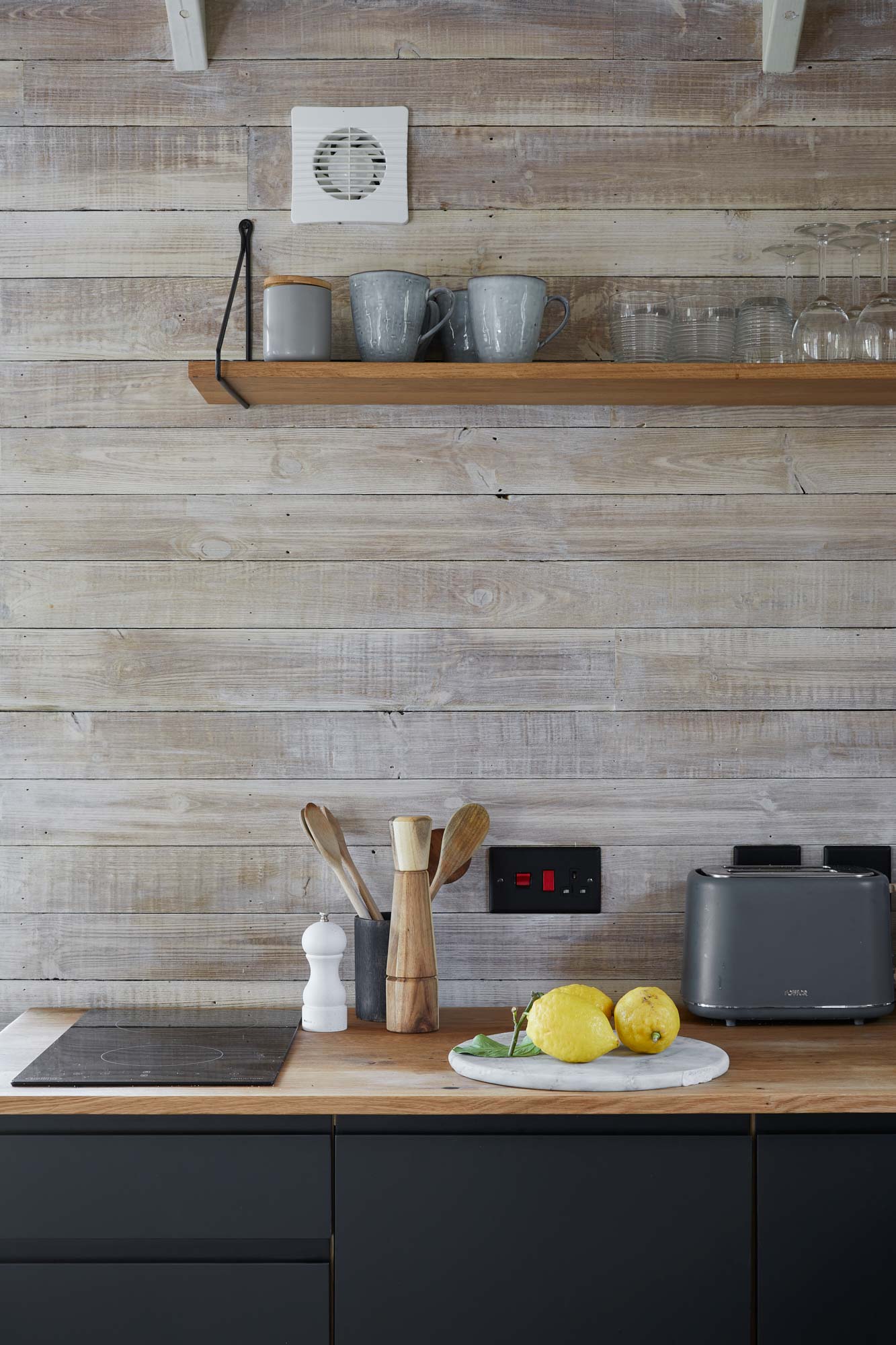 Open rustic shelves