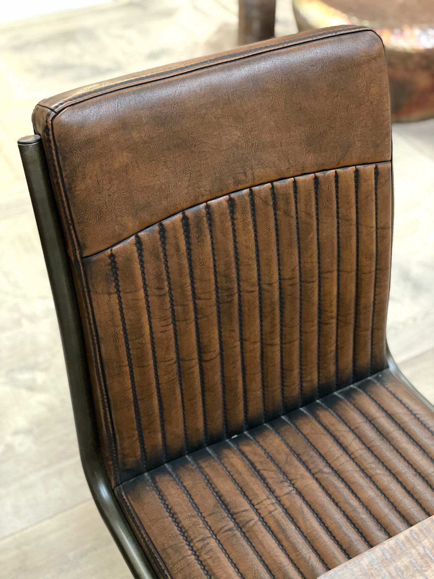 brown leather dining chair