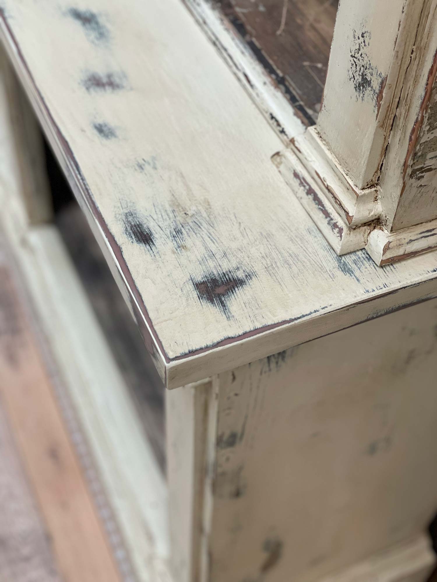 Painted library bookcase worktop