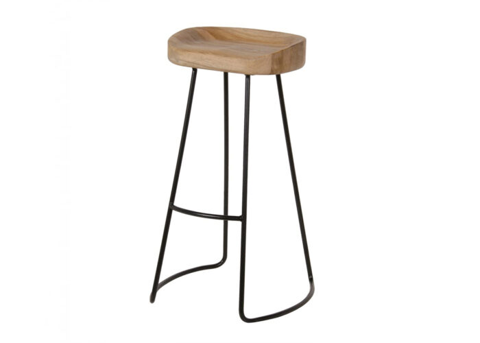 Weathered Oak and Metal Stool