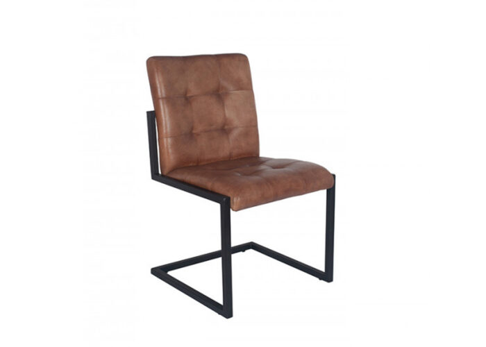 Buttoned brown dining chair