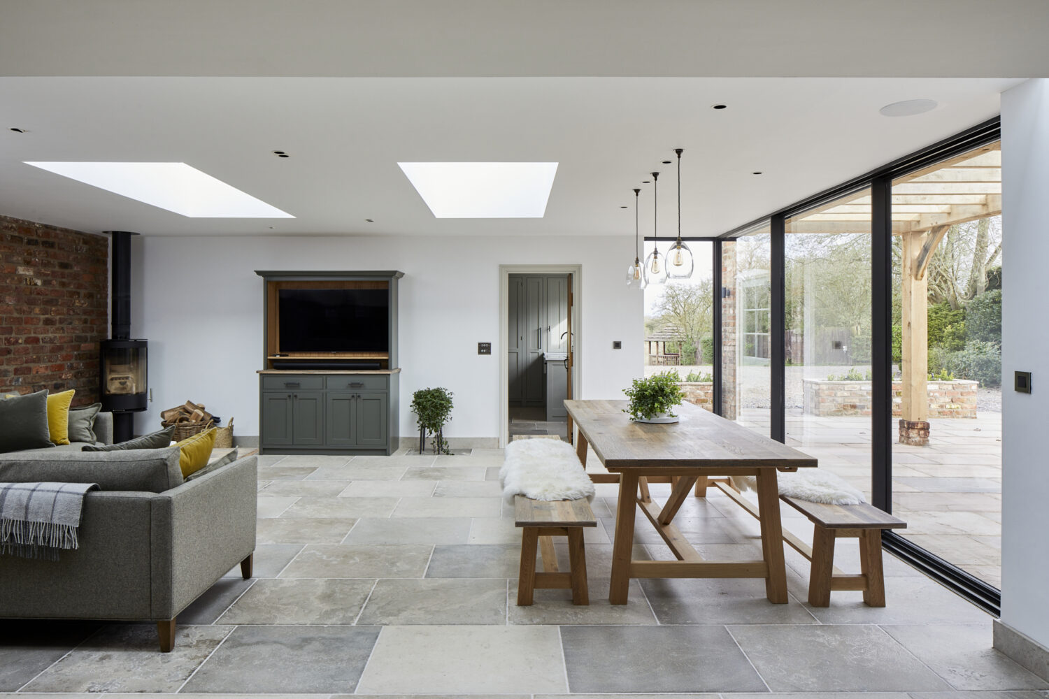 Dining table in open plan room