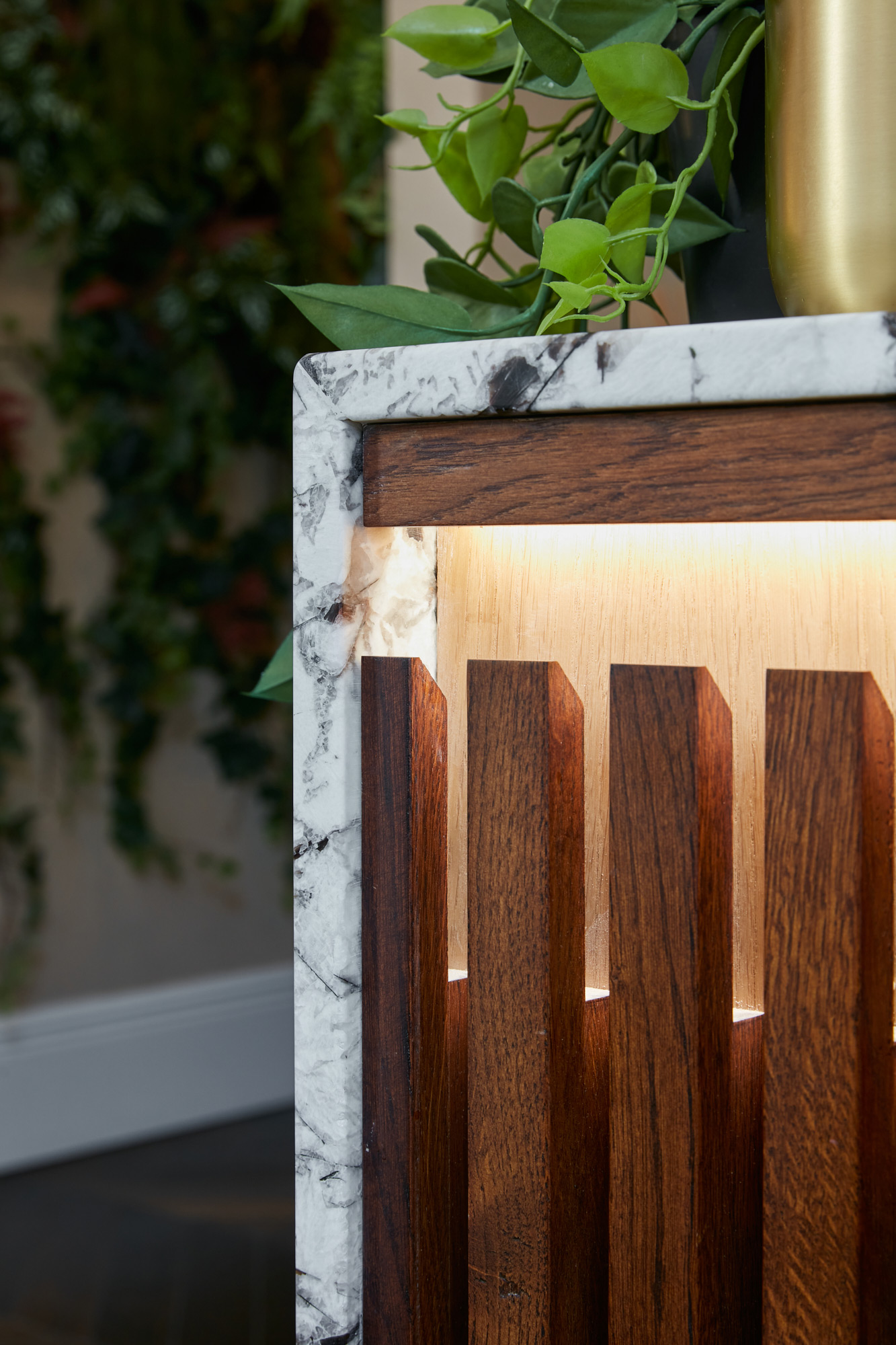 Bespoke bar design with slatted oak