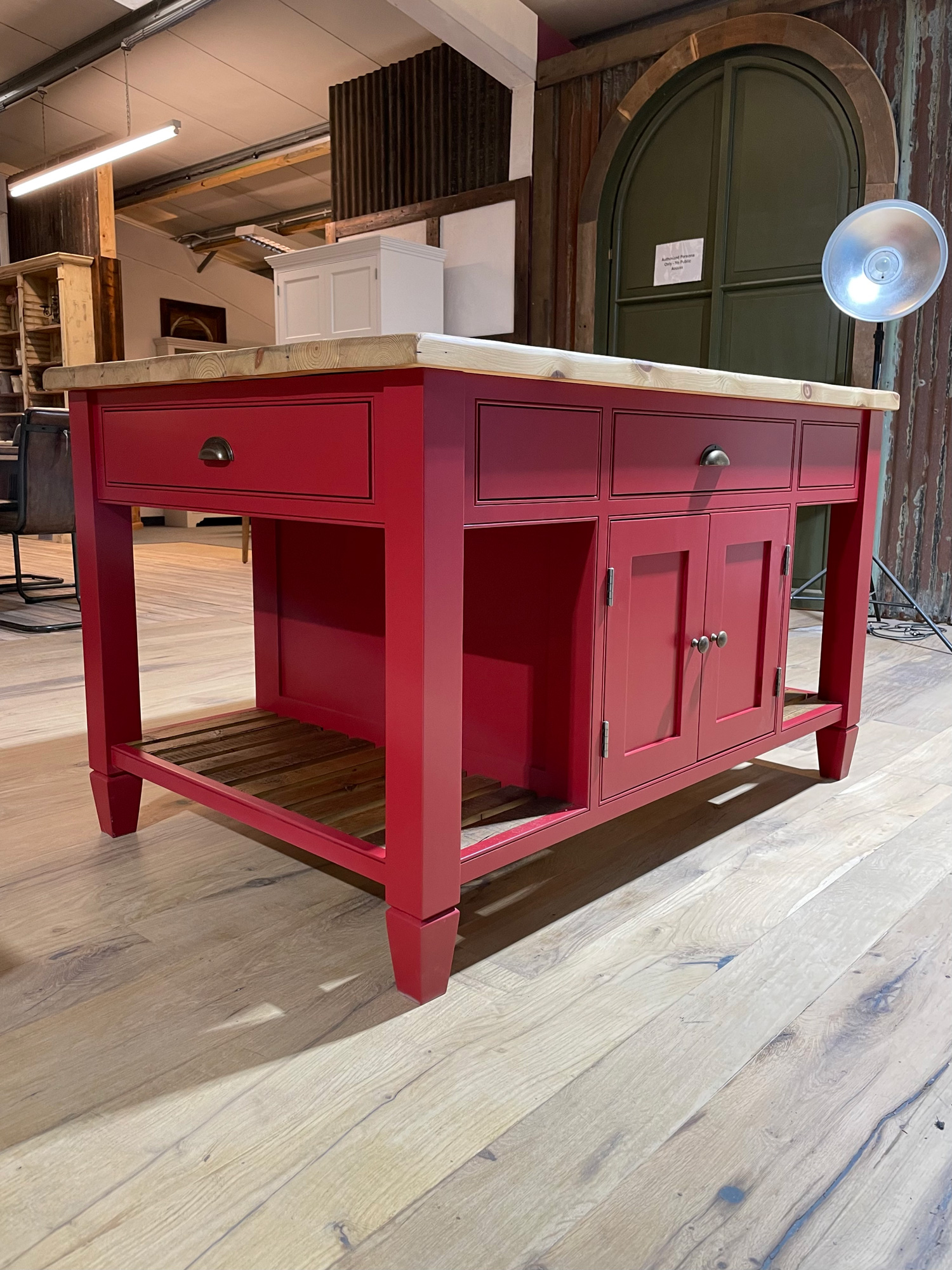 Red kitchen island