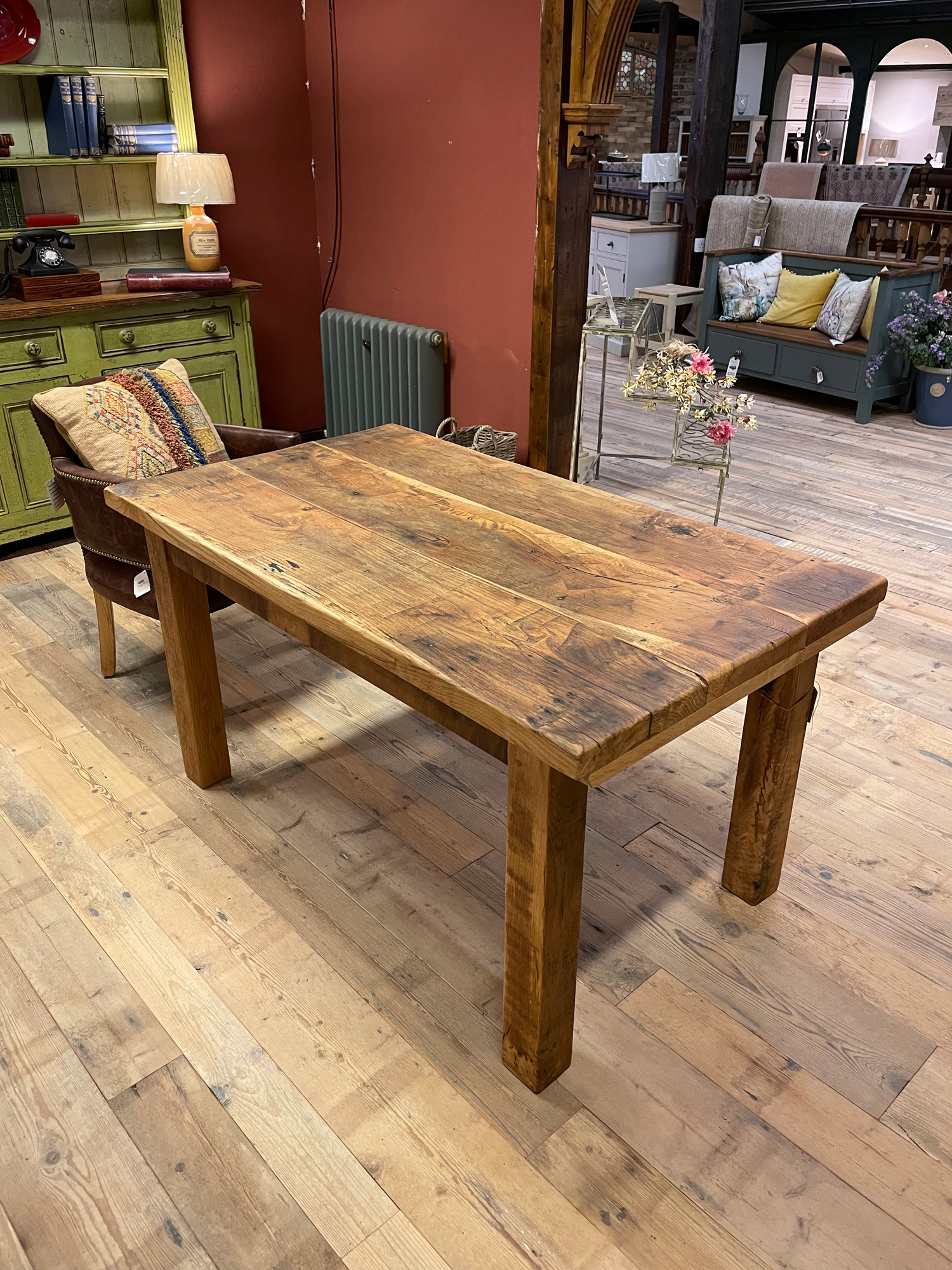 Oak plank reclaimed table